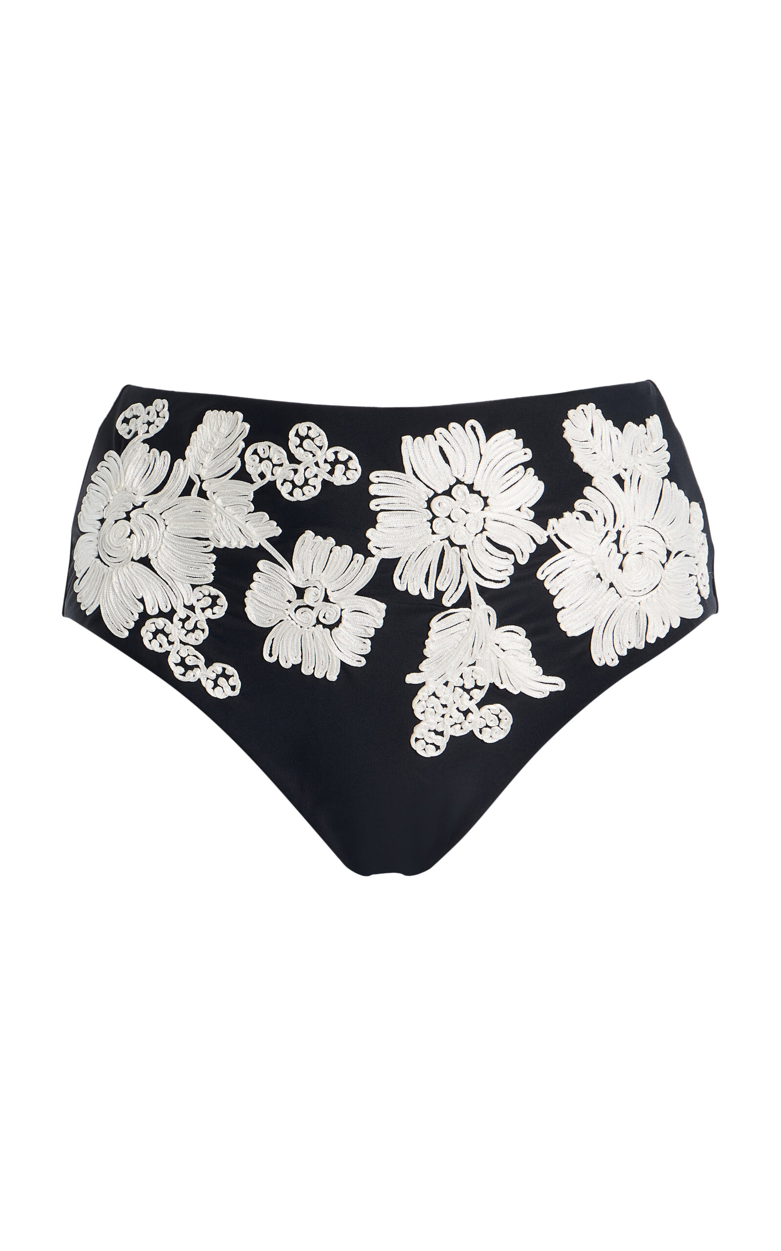 SIMKHAI Francie Embroidered High-Rise Bikini Bottom