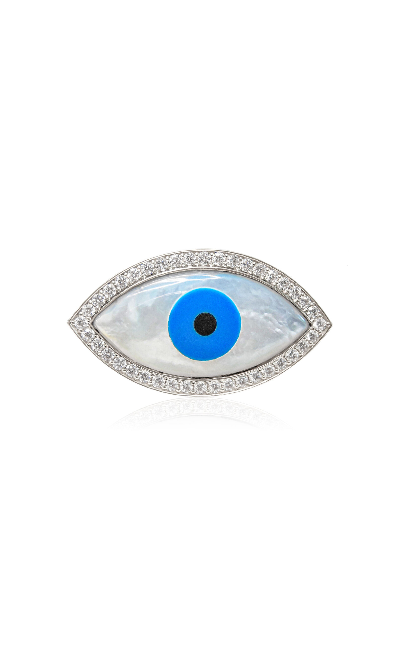 Ashna Mehta 18k White Gold Evil Eye (marquise) Bag Bijoux With Natural Diamonds