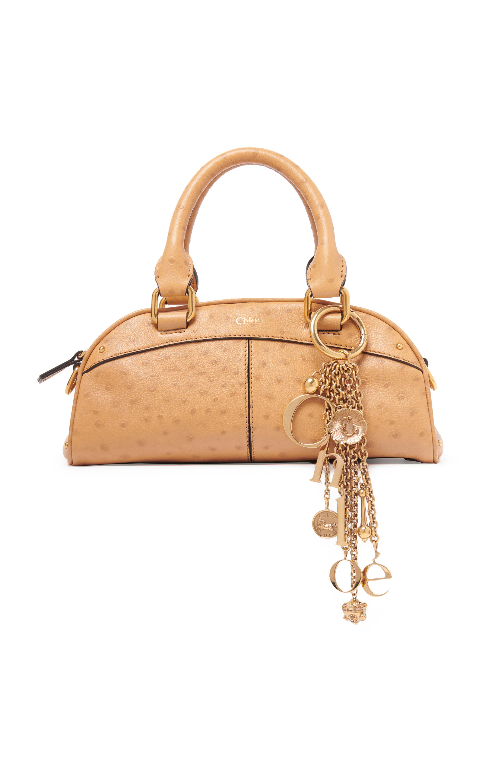 Charm-Detailed Calfskin Bowling Bag