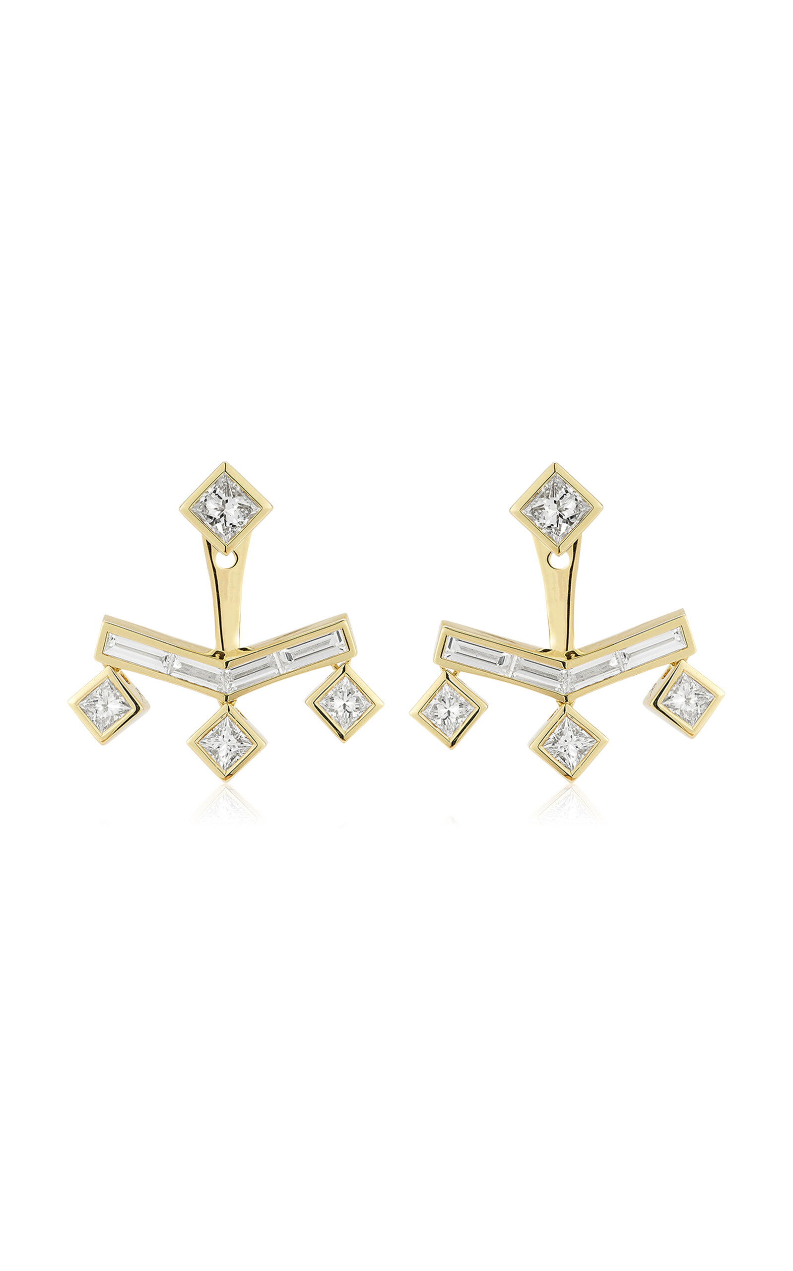 Ark 18k Yellow Gold Vibrations Single Drop Fringe Earrings In Diamond