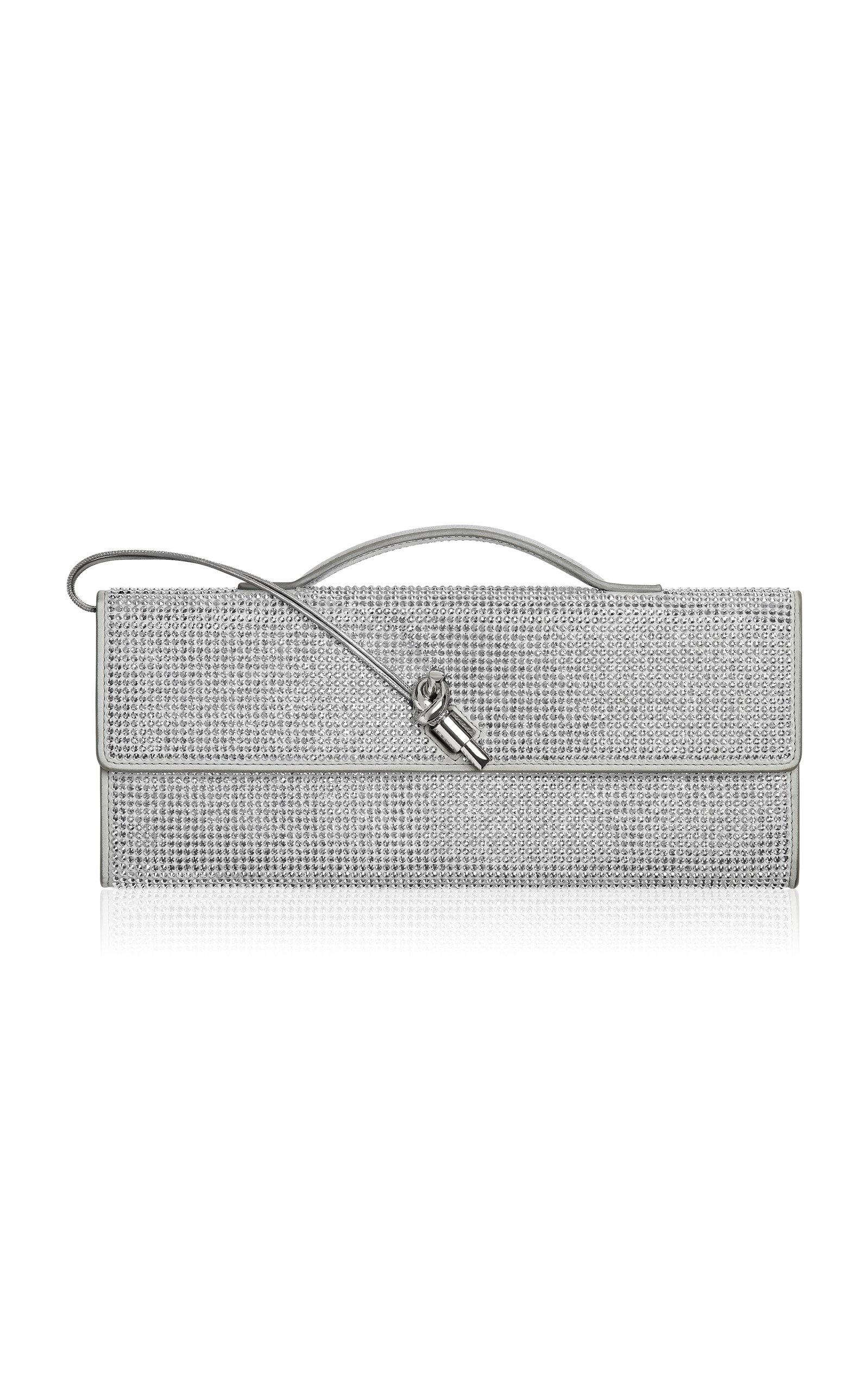 Bottega Veneta Andiamo Crystal-Embellished Leather Clutch