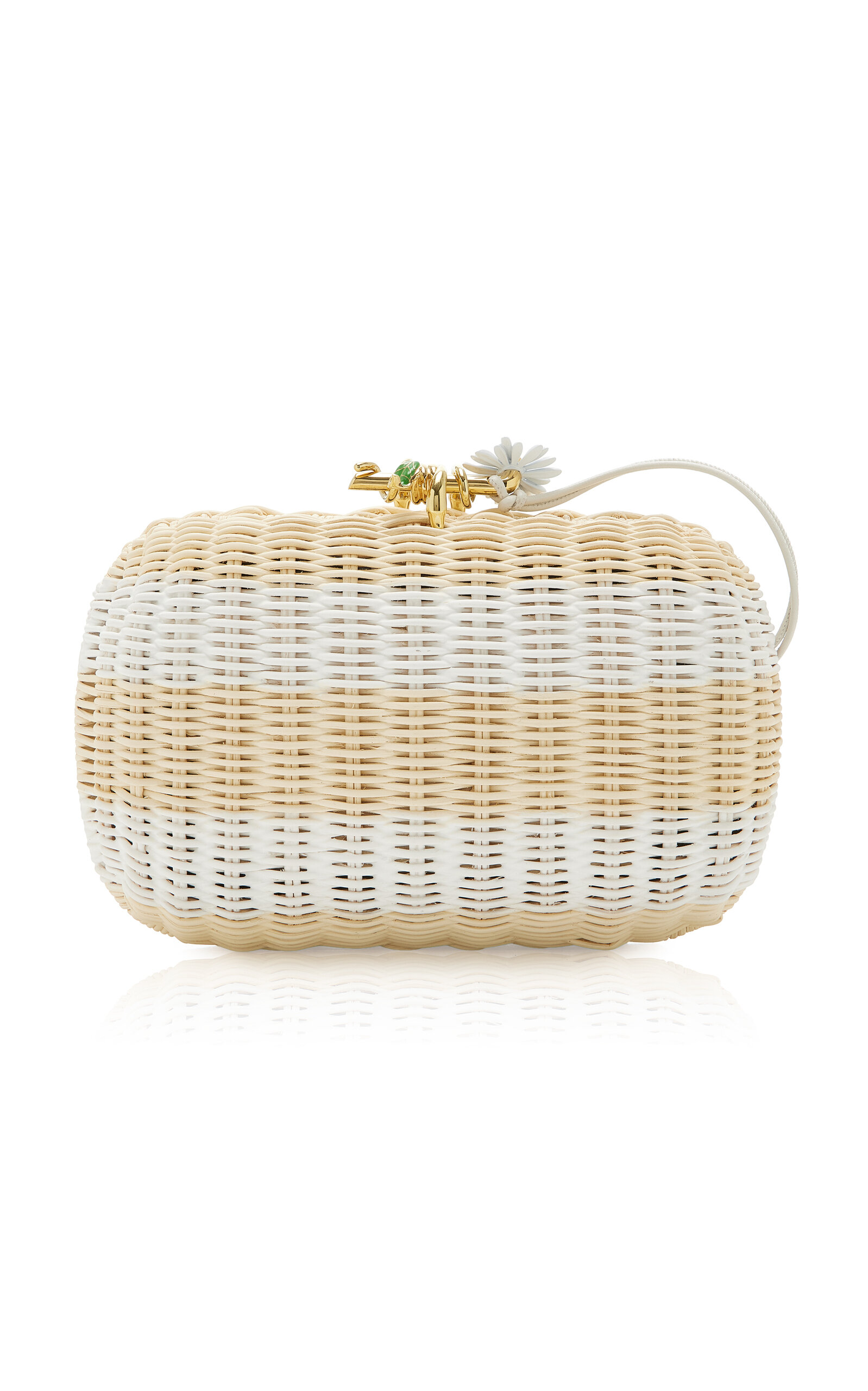 Bottega Veneta Knot Striped Wicker Clutch