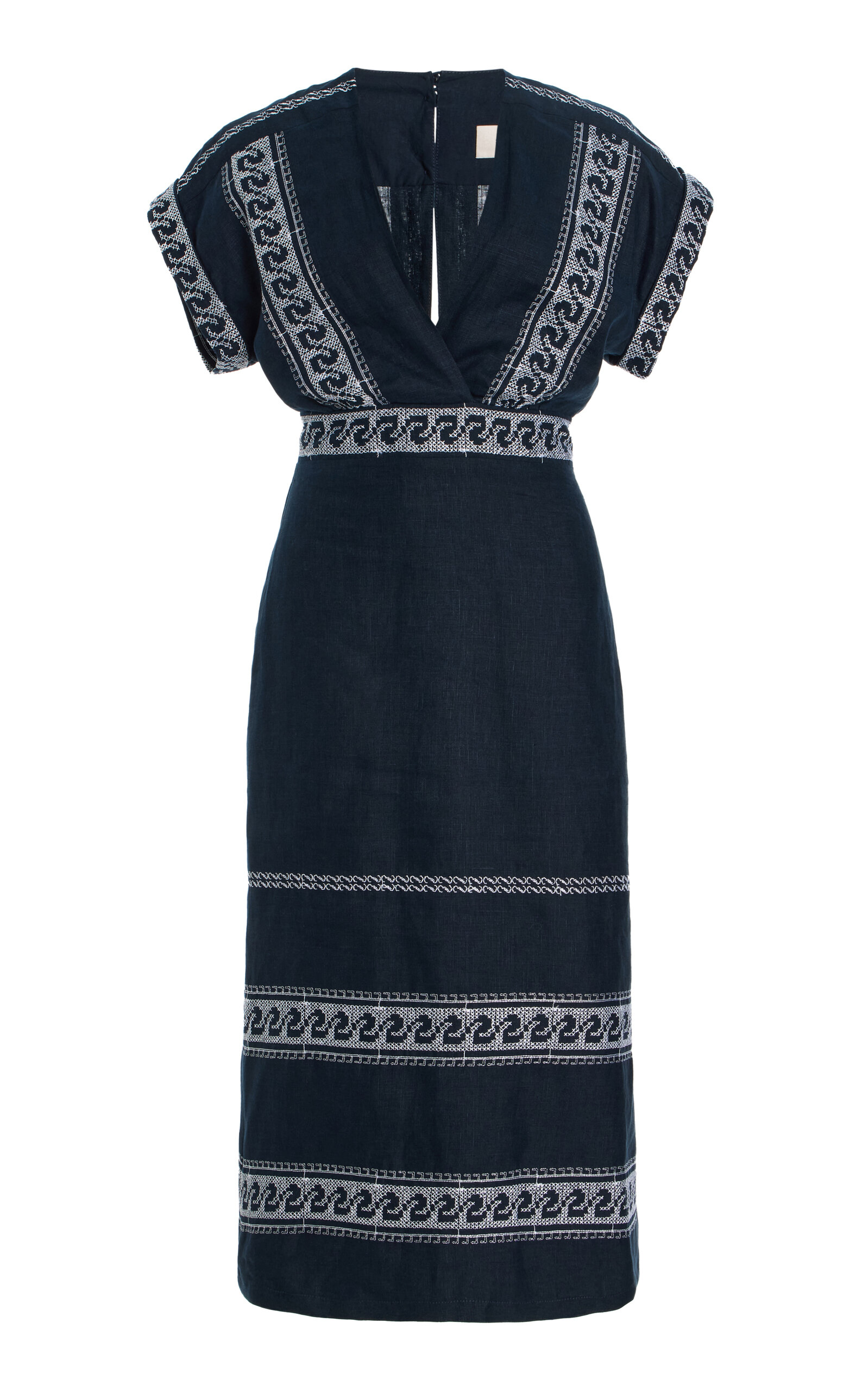Ady Embroidered Linen-Blend Midi Dress