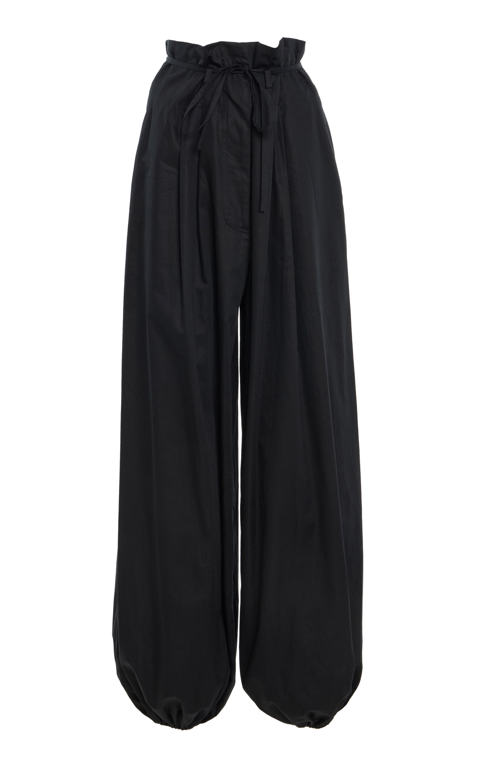 Adam Lippes Paperbag Cotton-Poplin Wide-Leg Pants