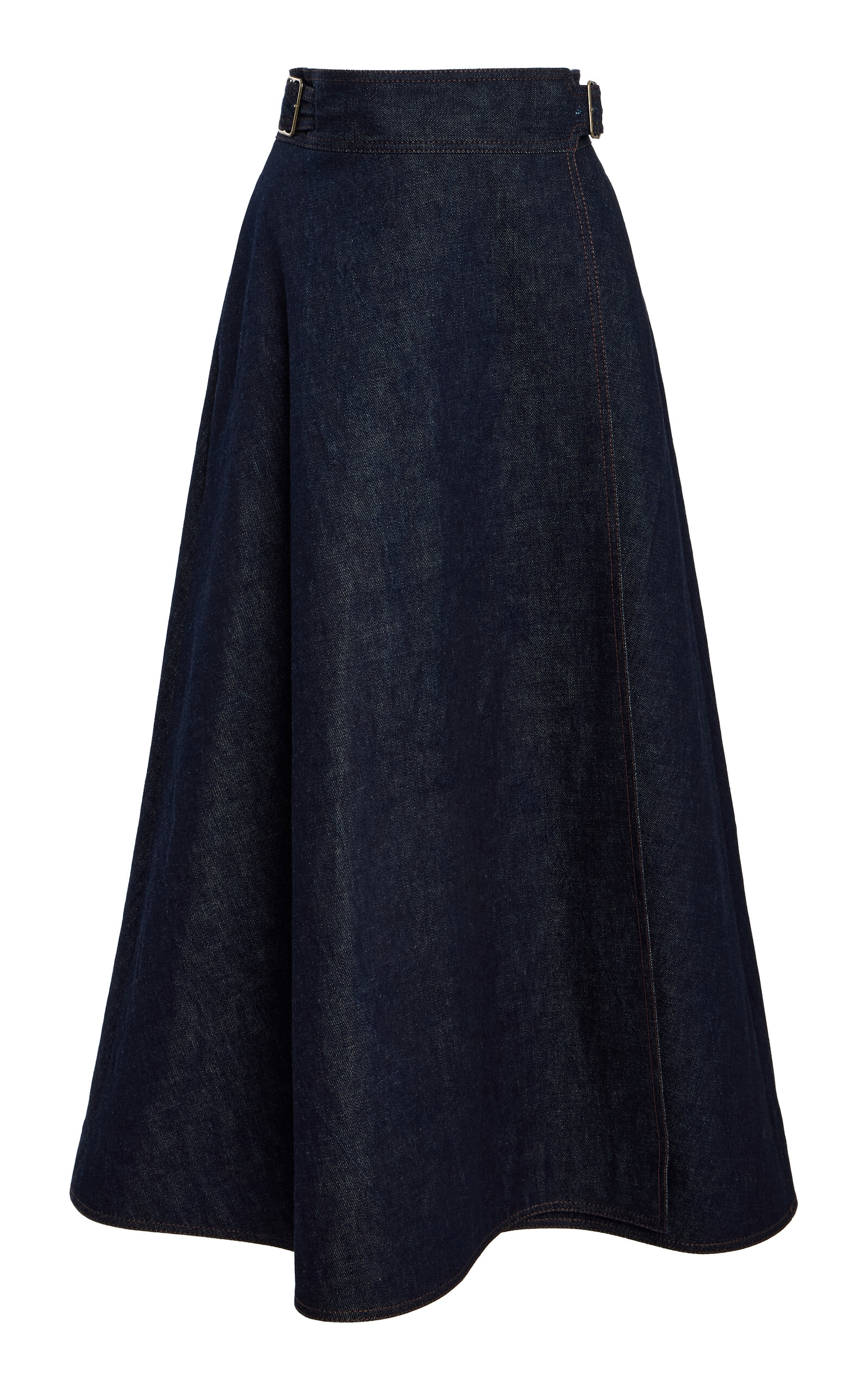 Adam Lippes Wrap Denim Midi Skirt