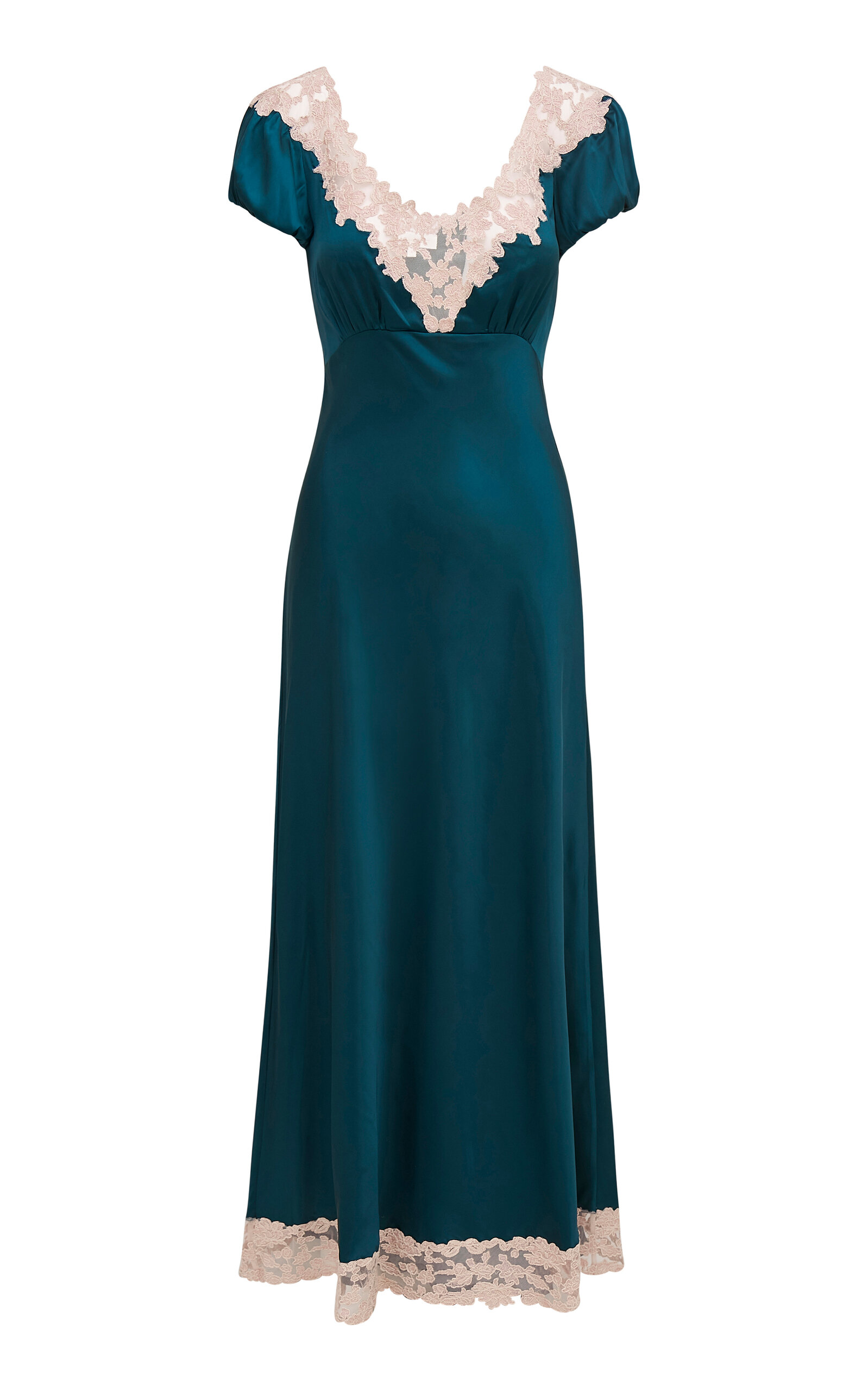 LoveShackFancy Taylis Embroidered Satin Dress