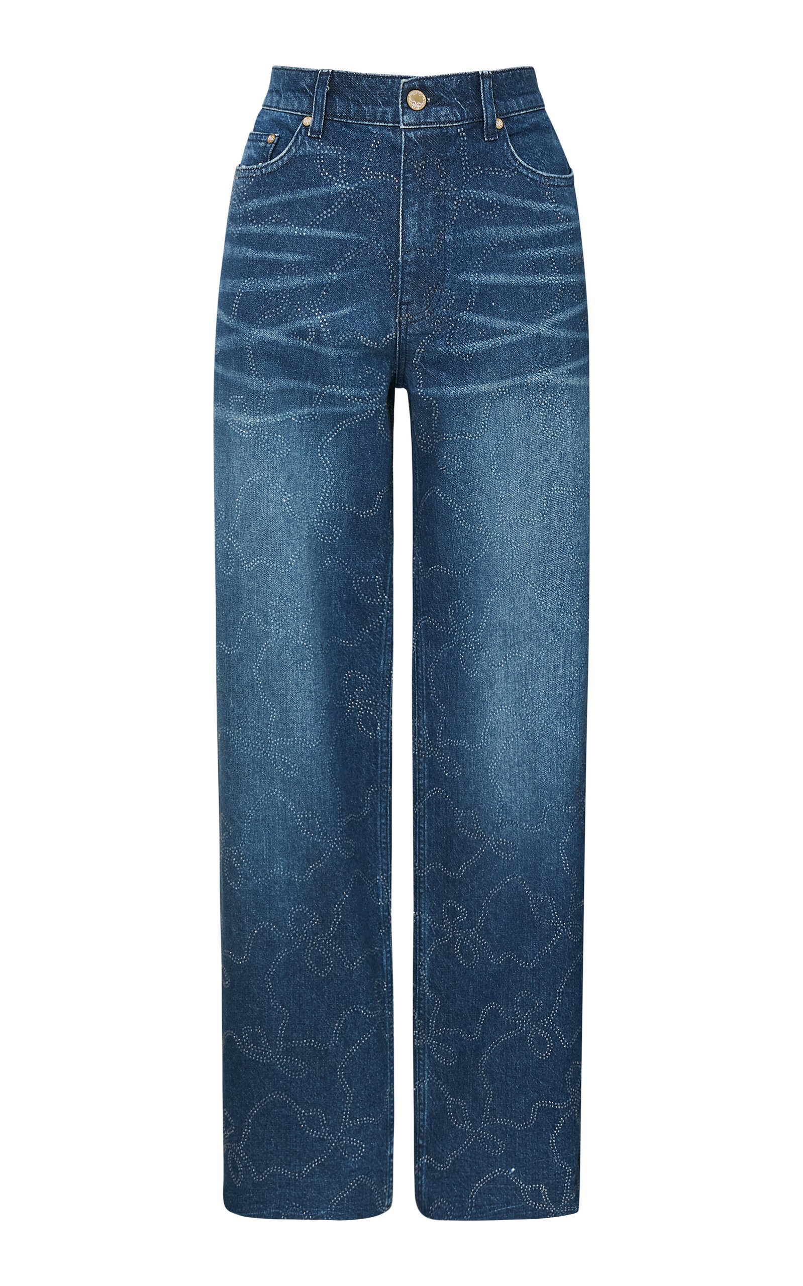 LoveShackFancy Dessa Crystal Bow Jeans
