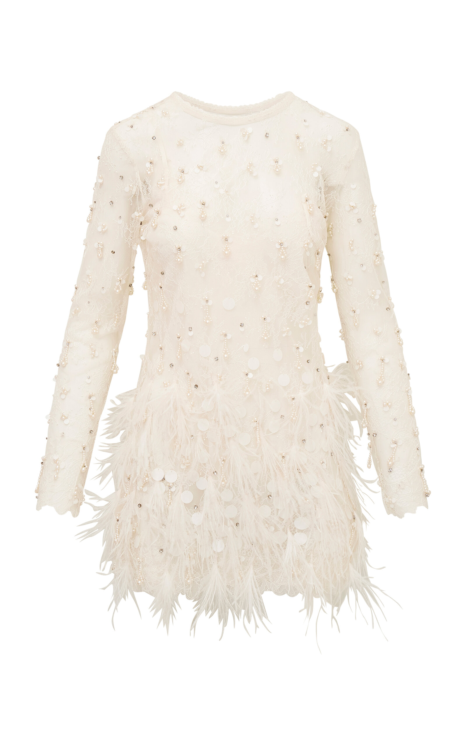 LoveShackFancy Alouetta Pearl Embellished Mini Dress