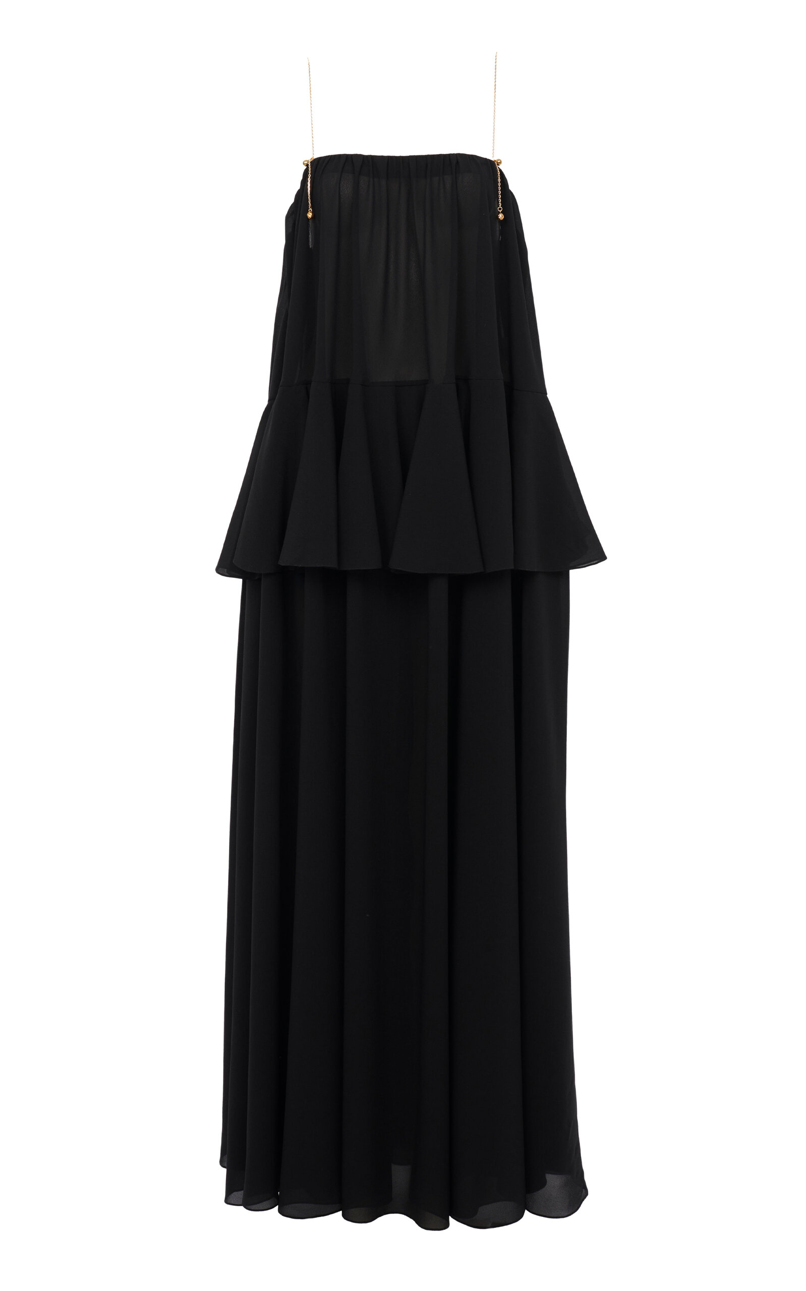 Chloé Organic Silk Georgette Peplum Maxi Dress