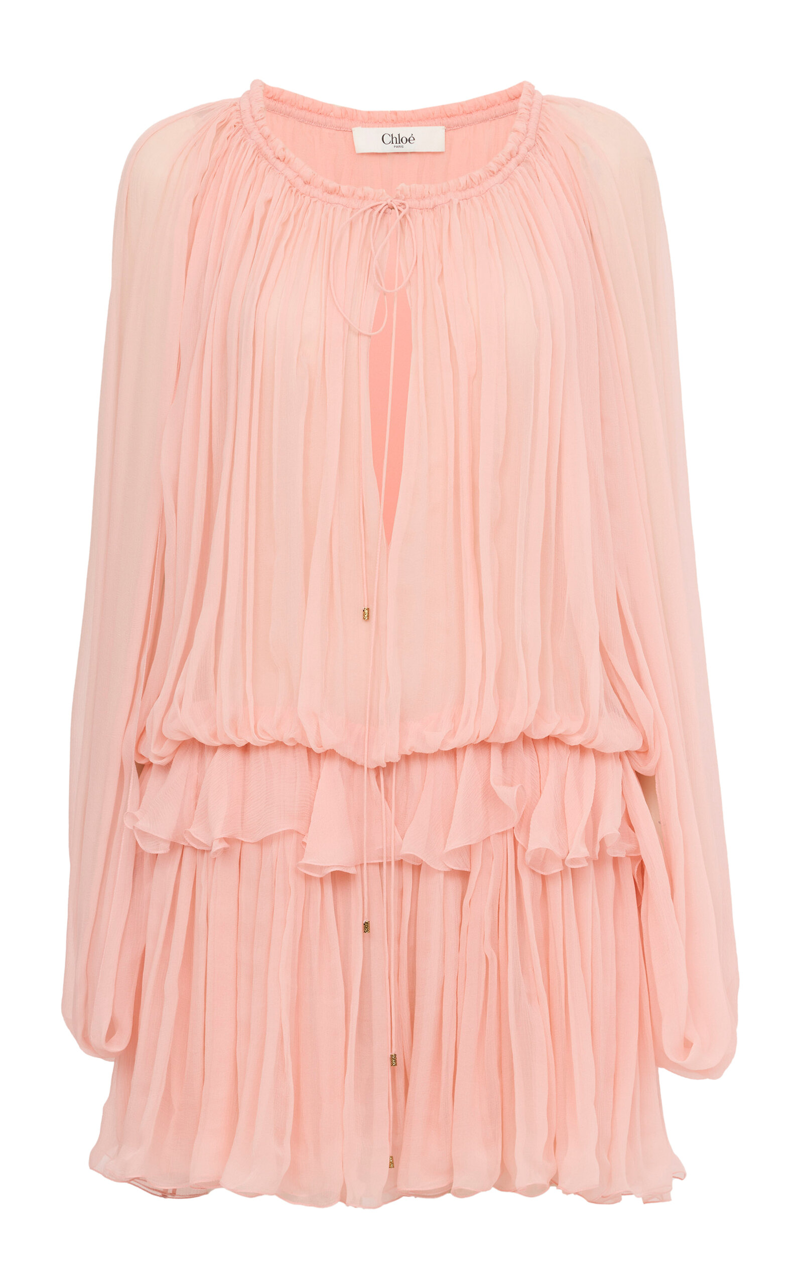 Chloé Tiered Organic Silk Mousseline Mini Dress