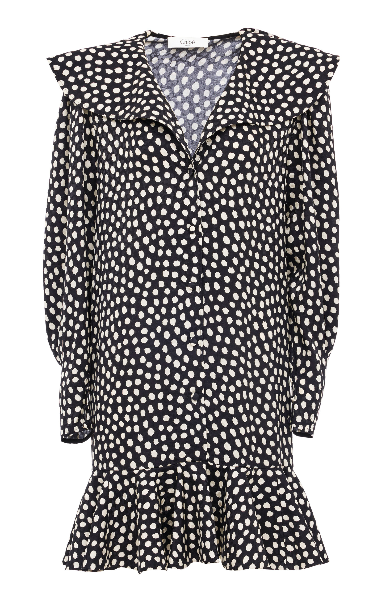 Chloé Polka-dot Silk Jacquard Mini Dress In Multi