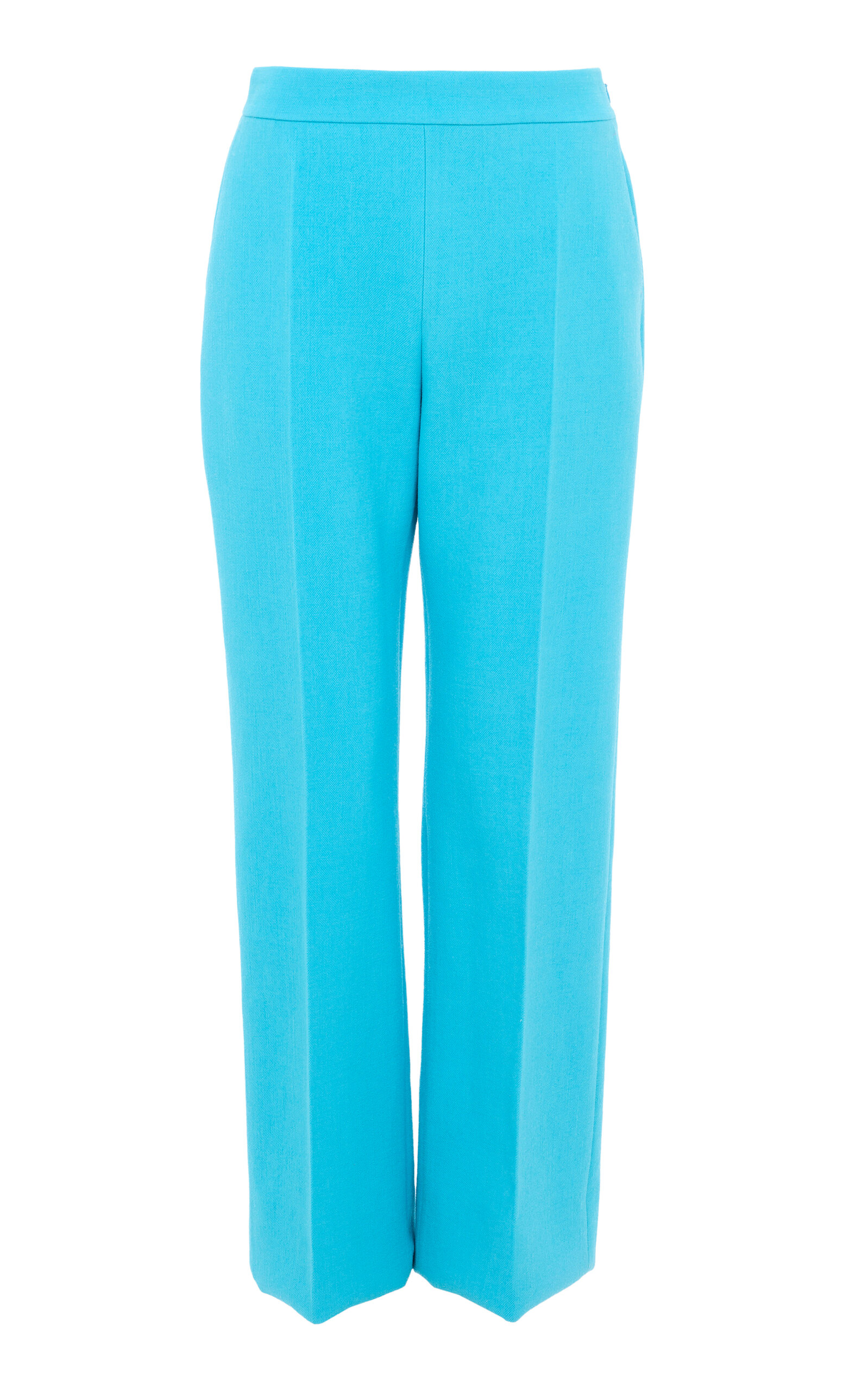 Chloé Straight-leg Wool Crepe Trousers In Blue