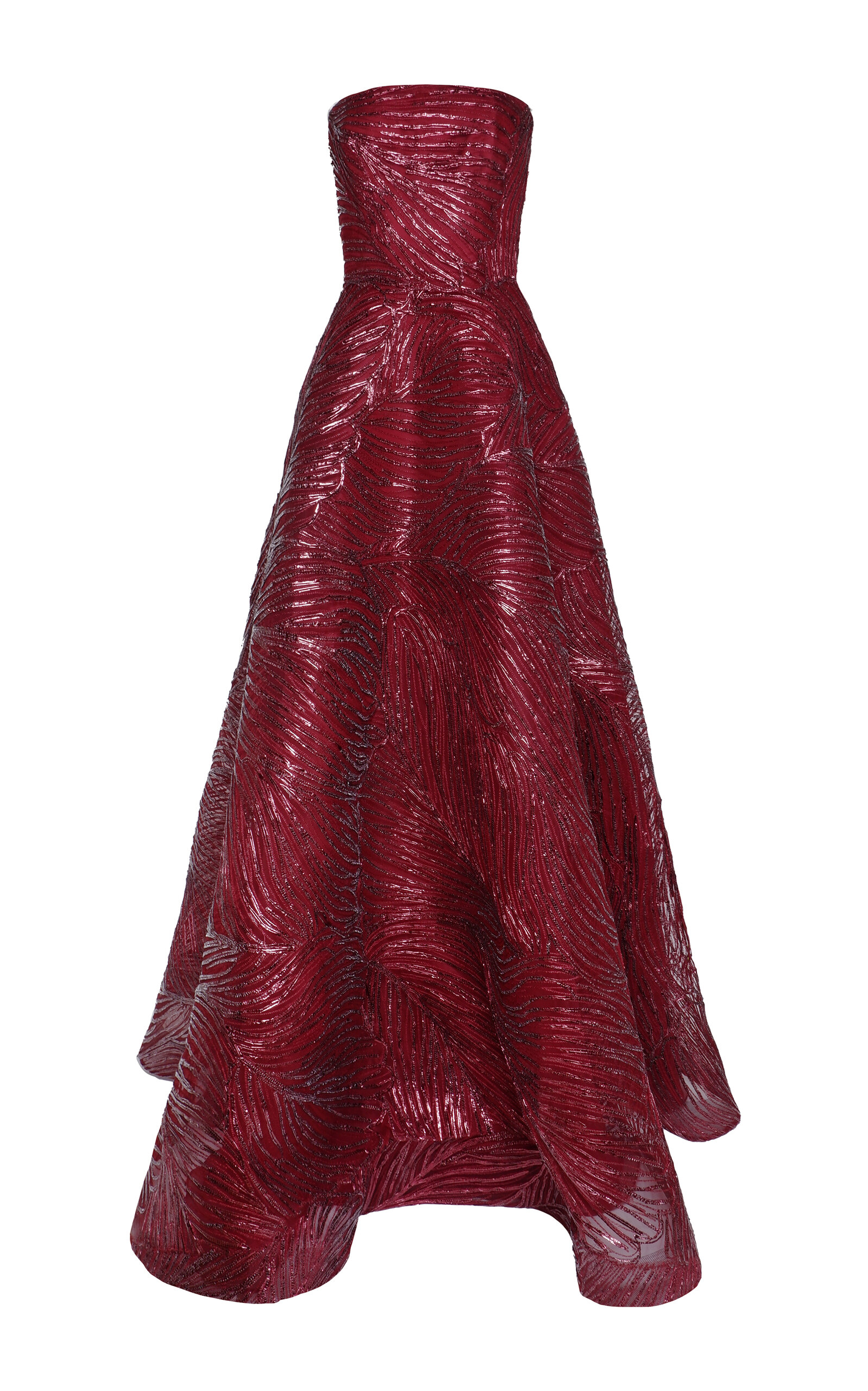 Naeem Khan Metallic Raffia Strapless Evening Gown