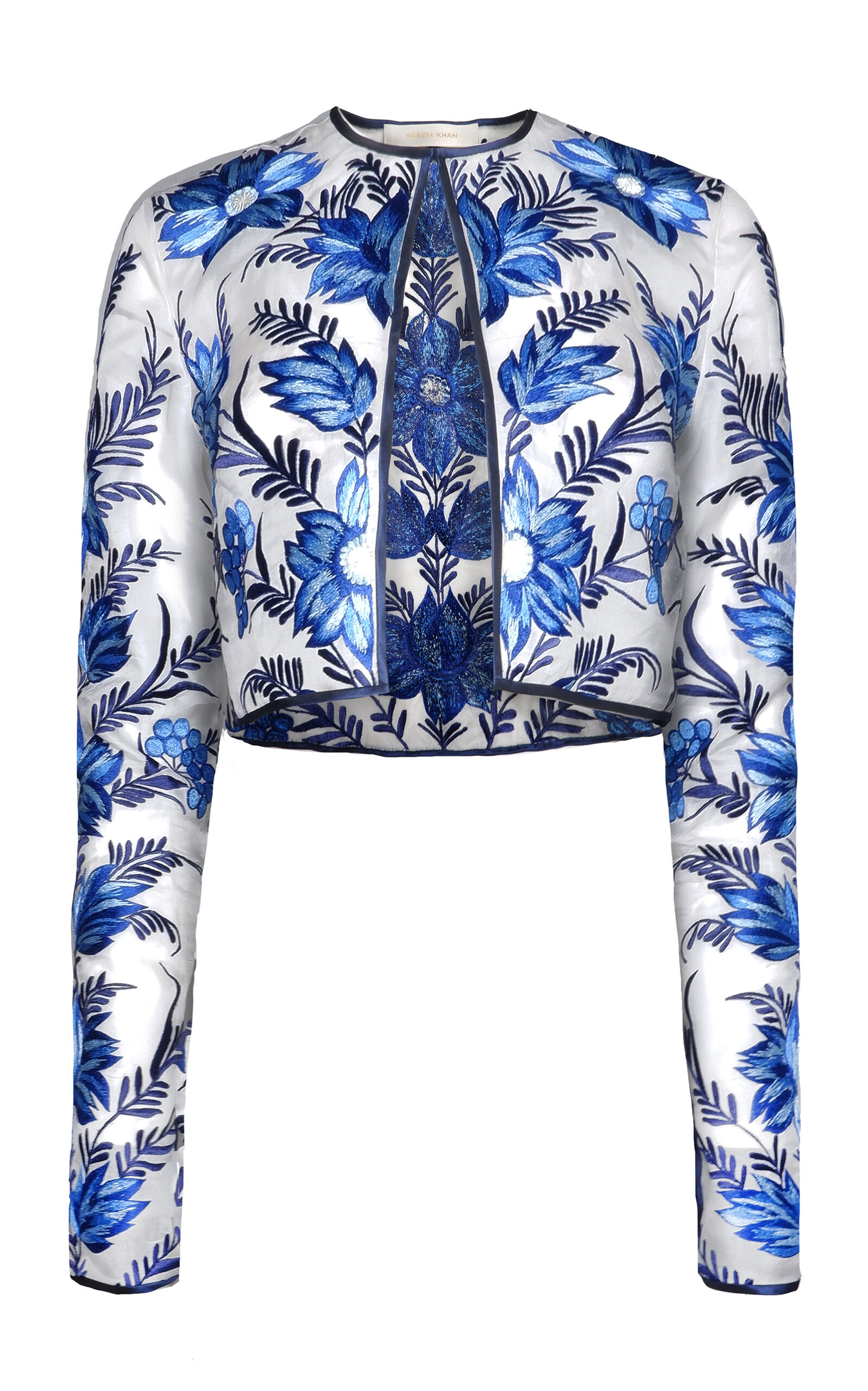 Naeem Khan Embroidered Organza Cropped Bolero