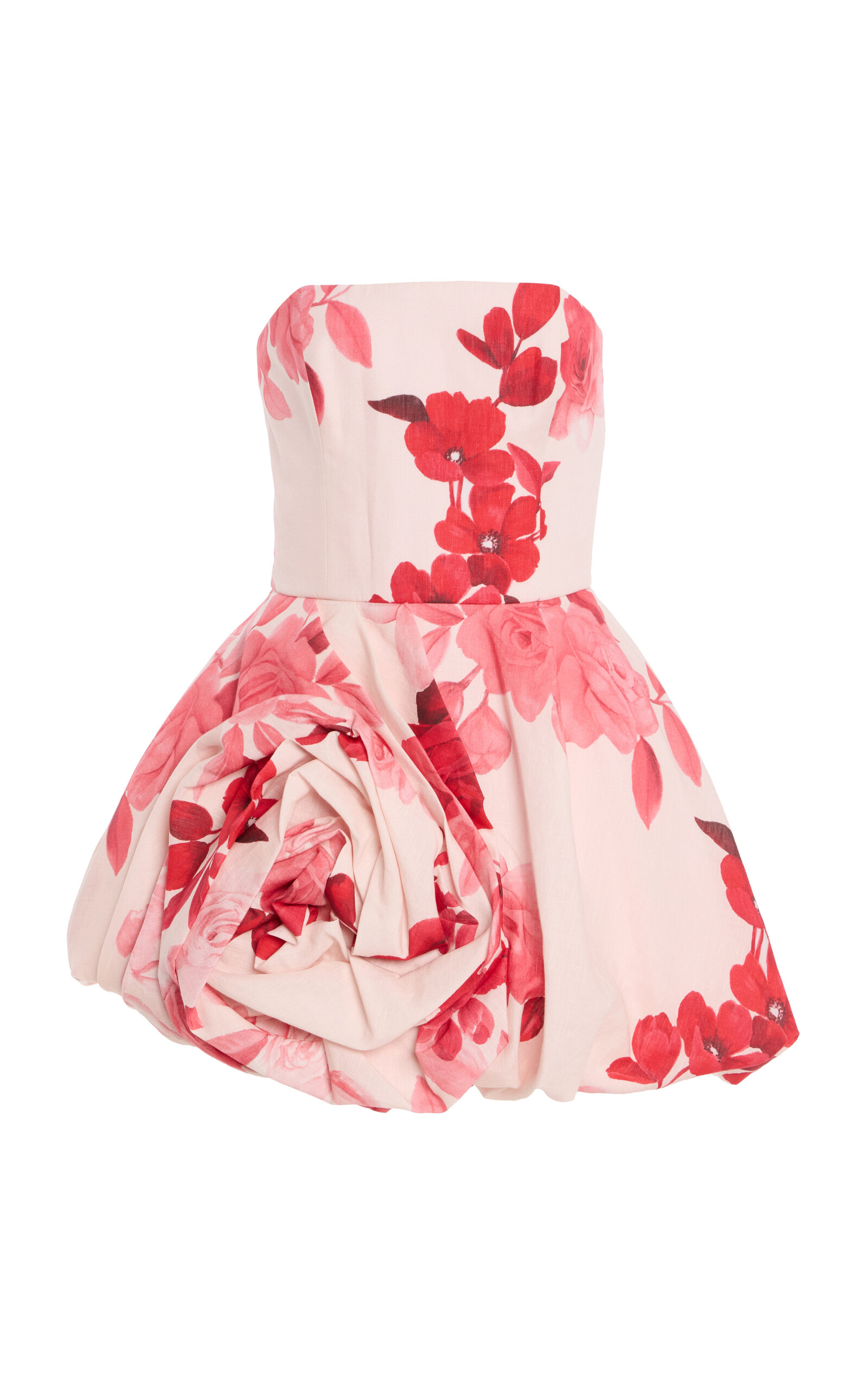 Strapless Linen Mini Dress With Bubble Skirt
