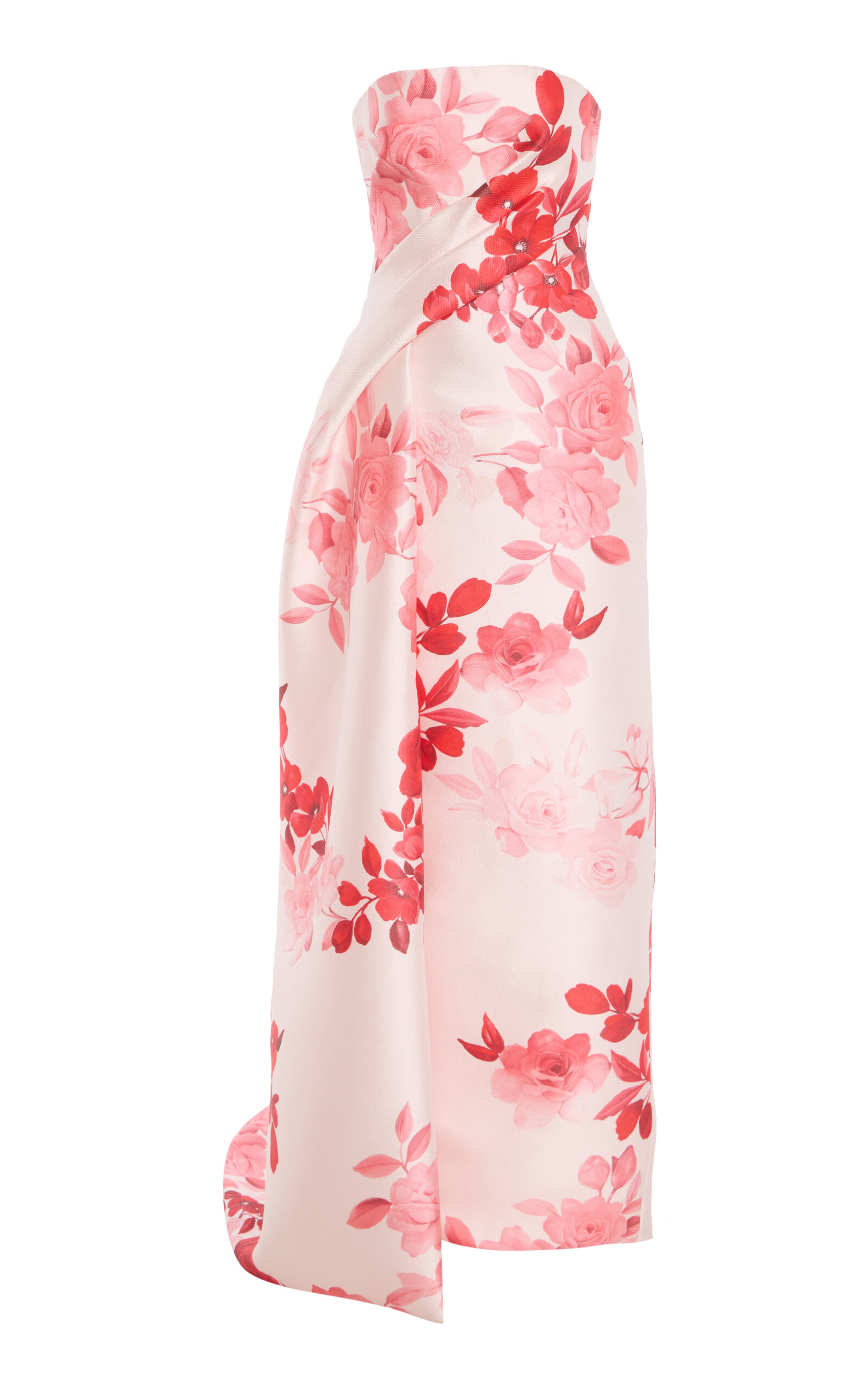 Strapless Draped Column Gown With Train