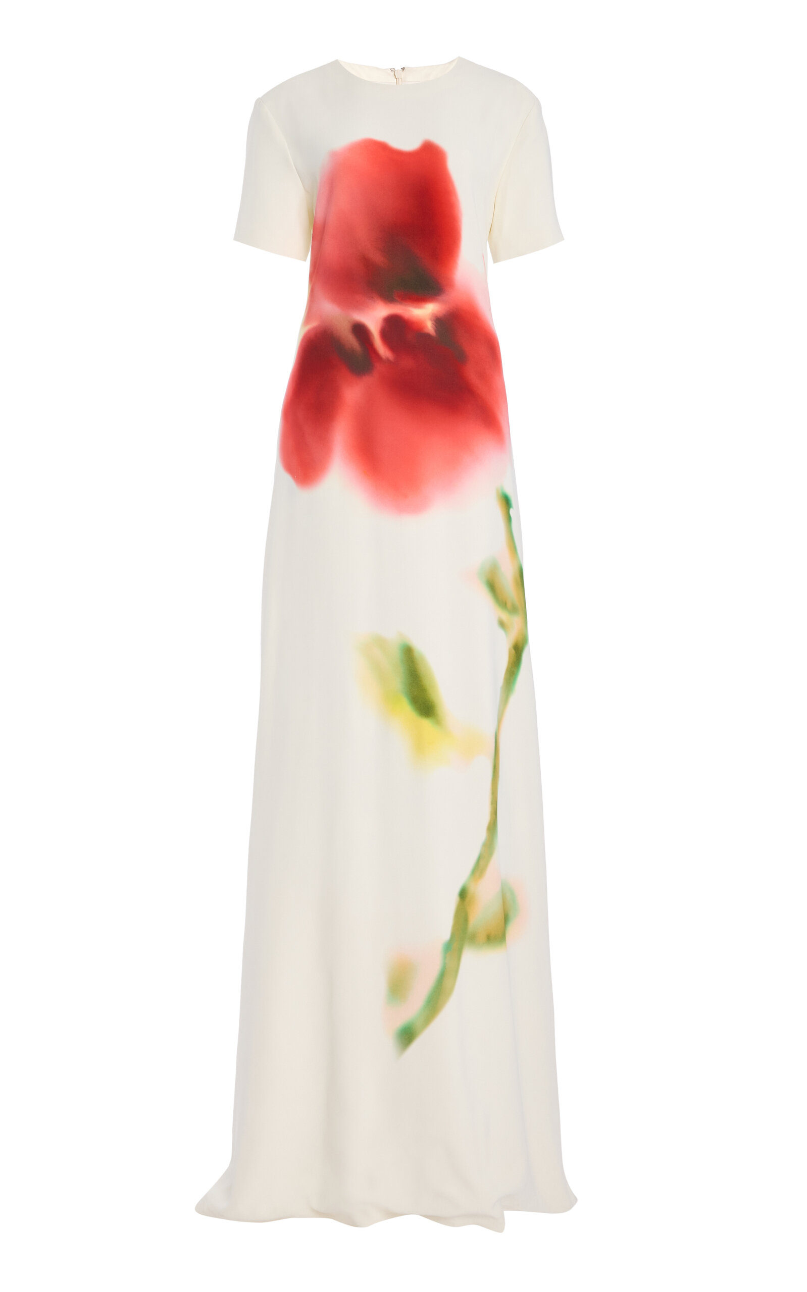 Monique Lhuillier Printed Satin Maxi Dress