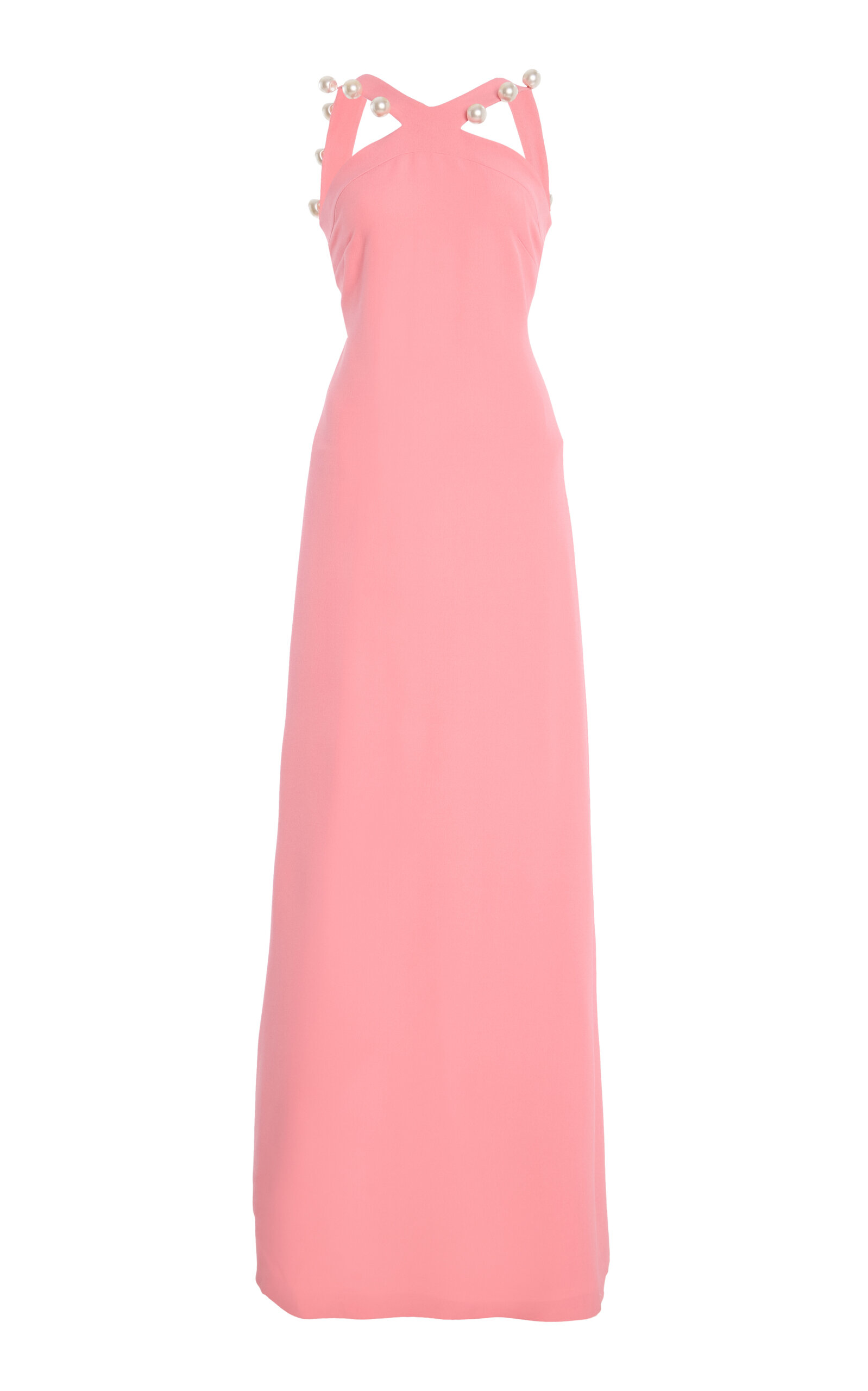 Cut Away Neckline With Pearl Ball Trim Wool Blend