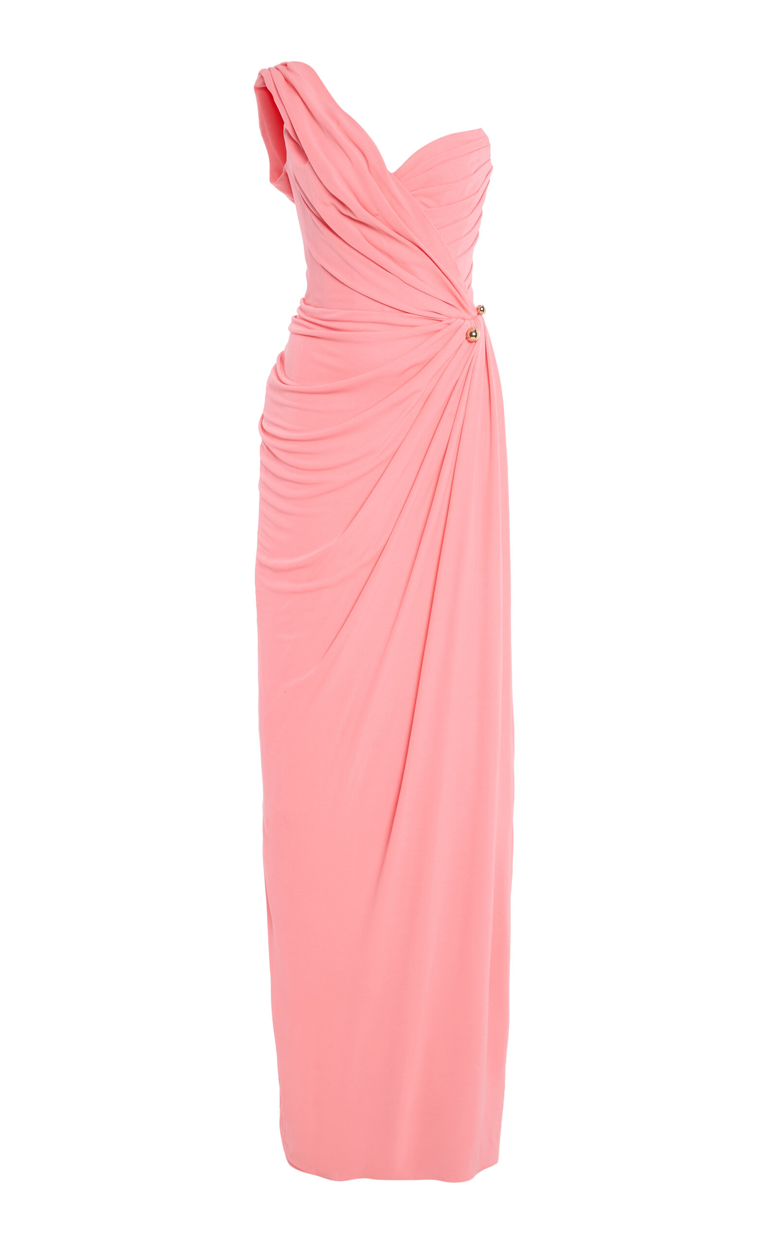 Monique Lhuillier Asymmetric Draped One Shoulder Gown