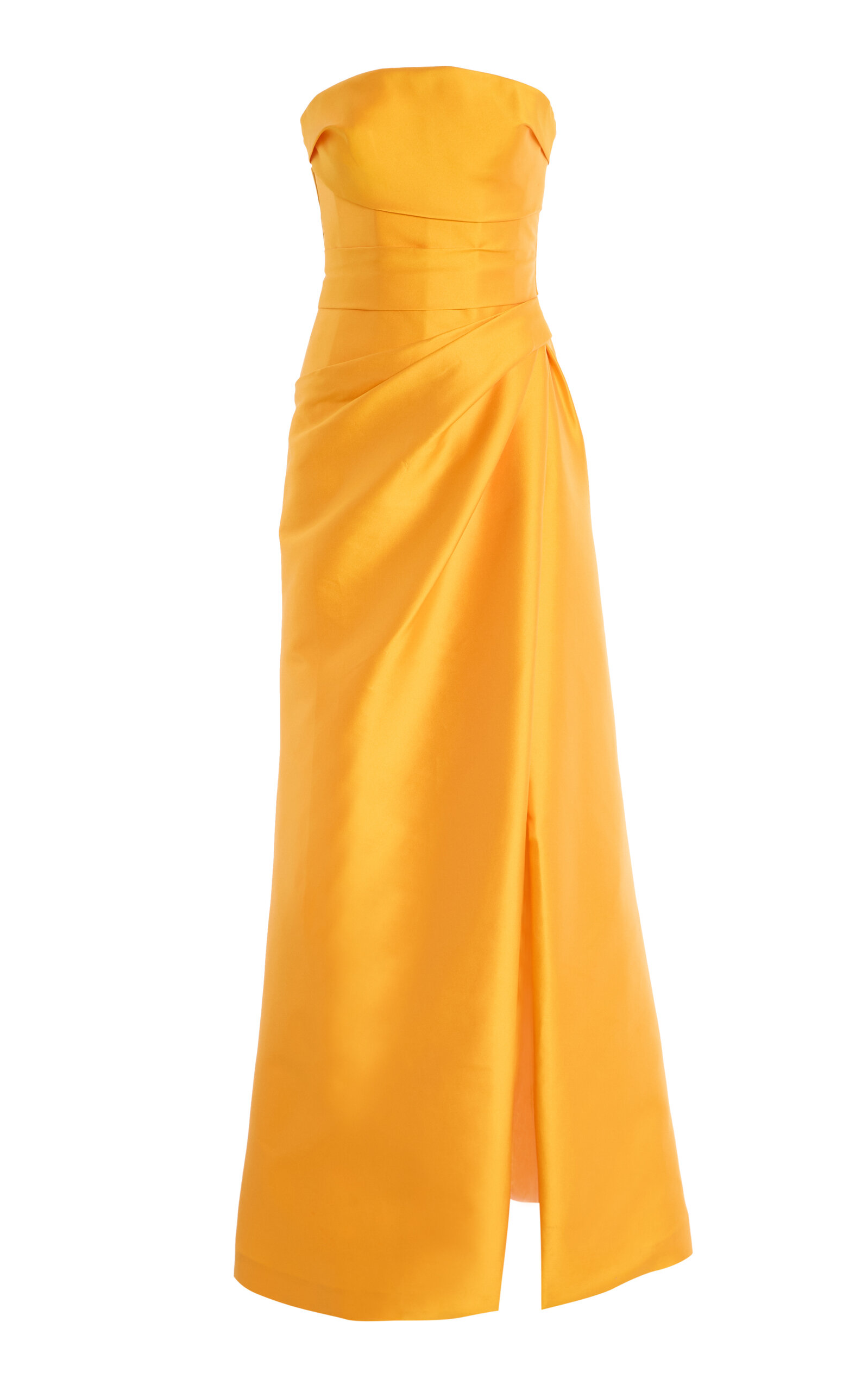 Strapless Draped Gown With Slit