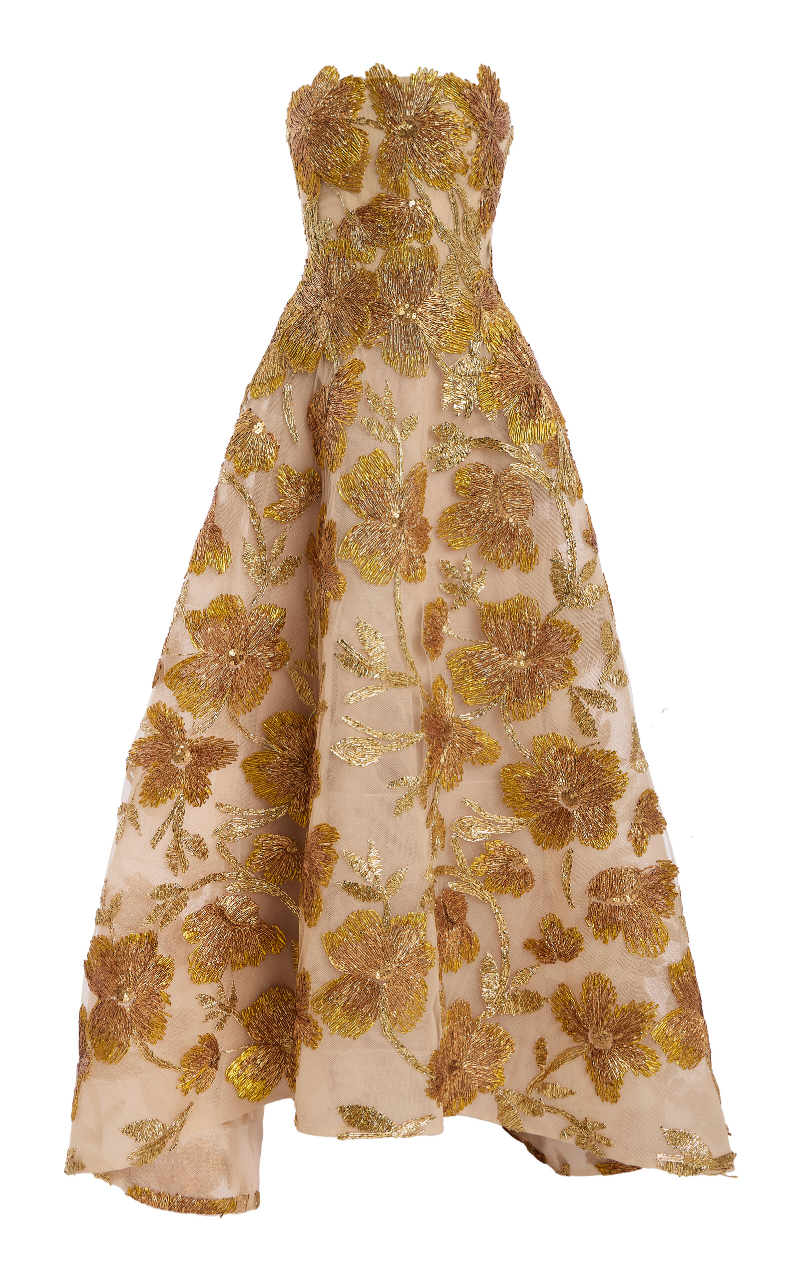 Monique Lhuillier Strapless Ball Gown High-Low Hem