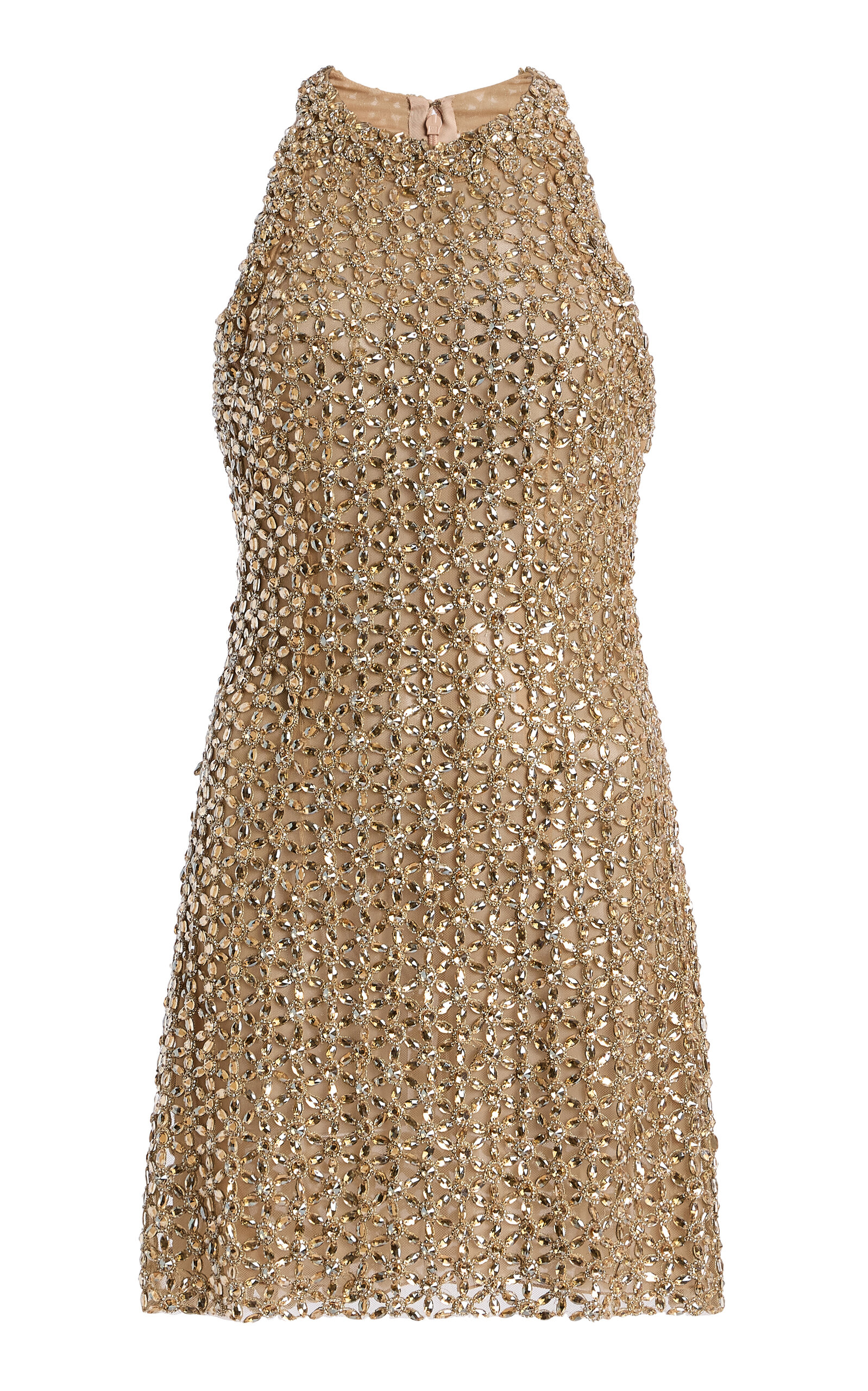 Halter Embroidered Mini Dress
