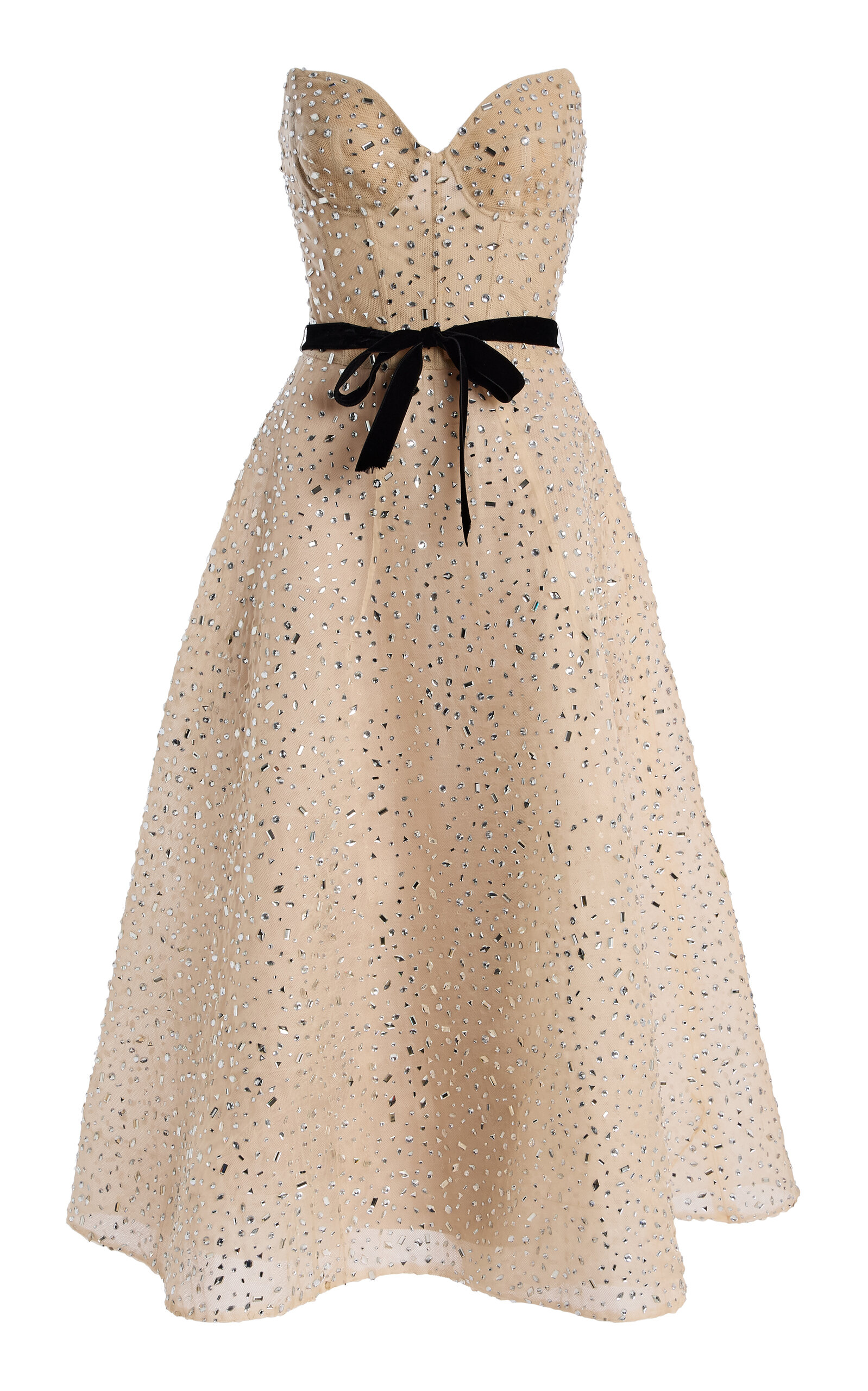Monique Lhuillier Sweetheart Tea Length Cocktail Dress