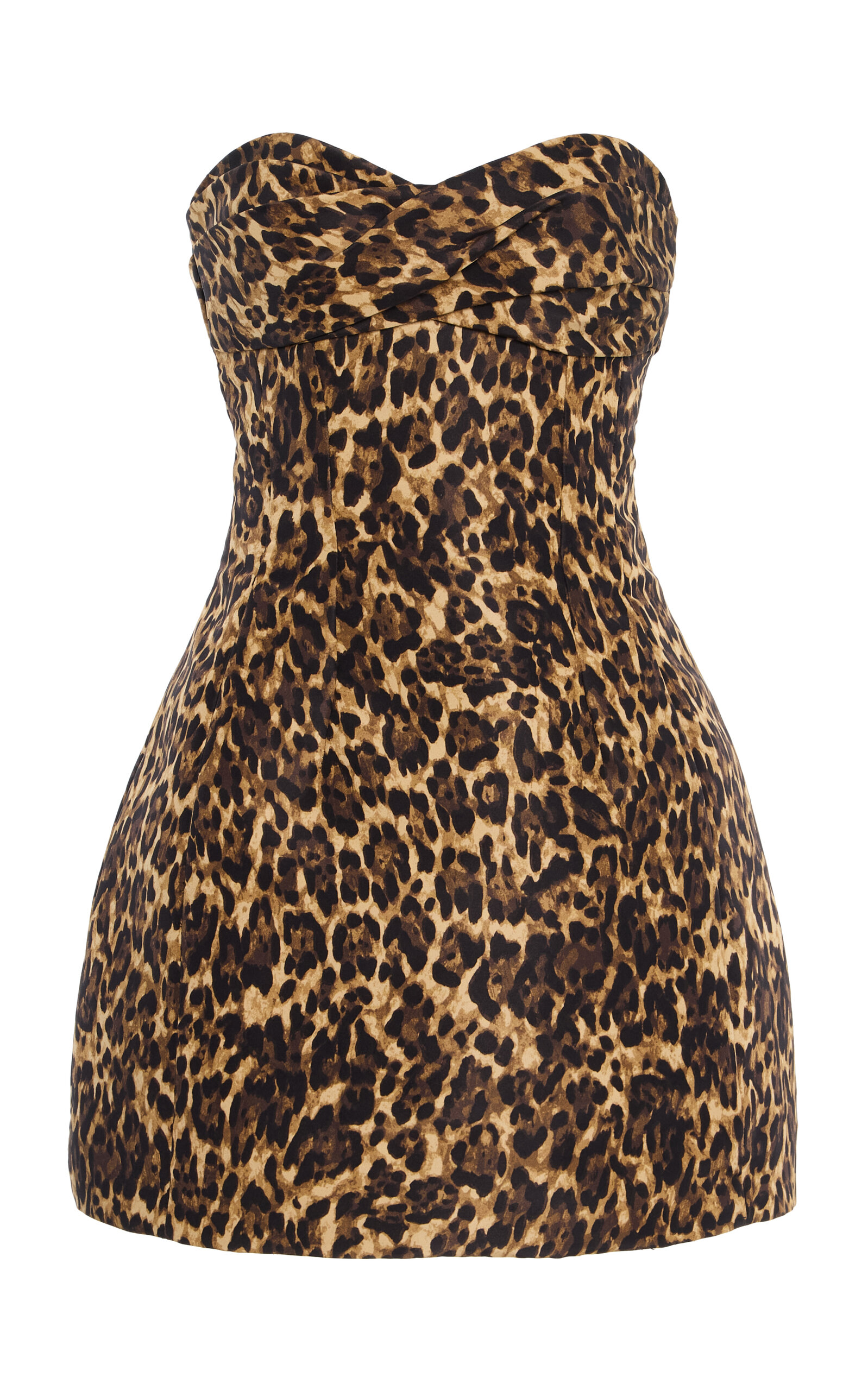 Strapless Draped Neckline Scultped Mini Silk Dress