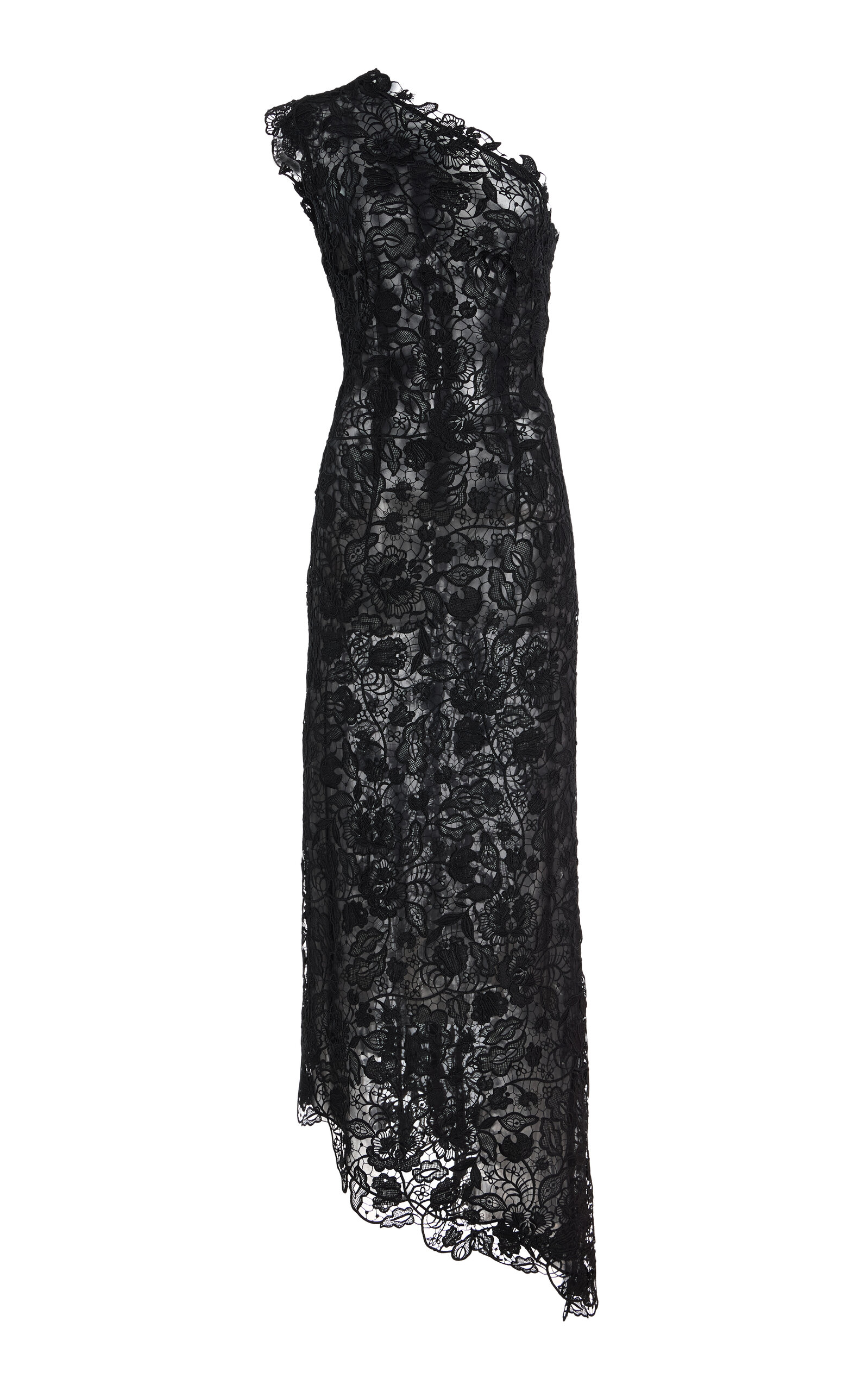 One Shoulder Gown With Asymmetric Hem
