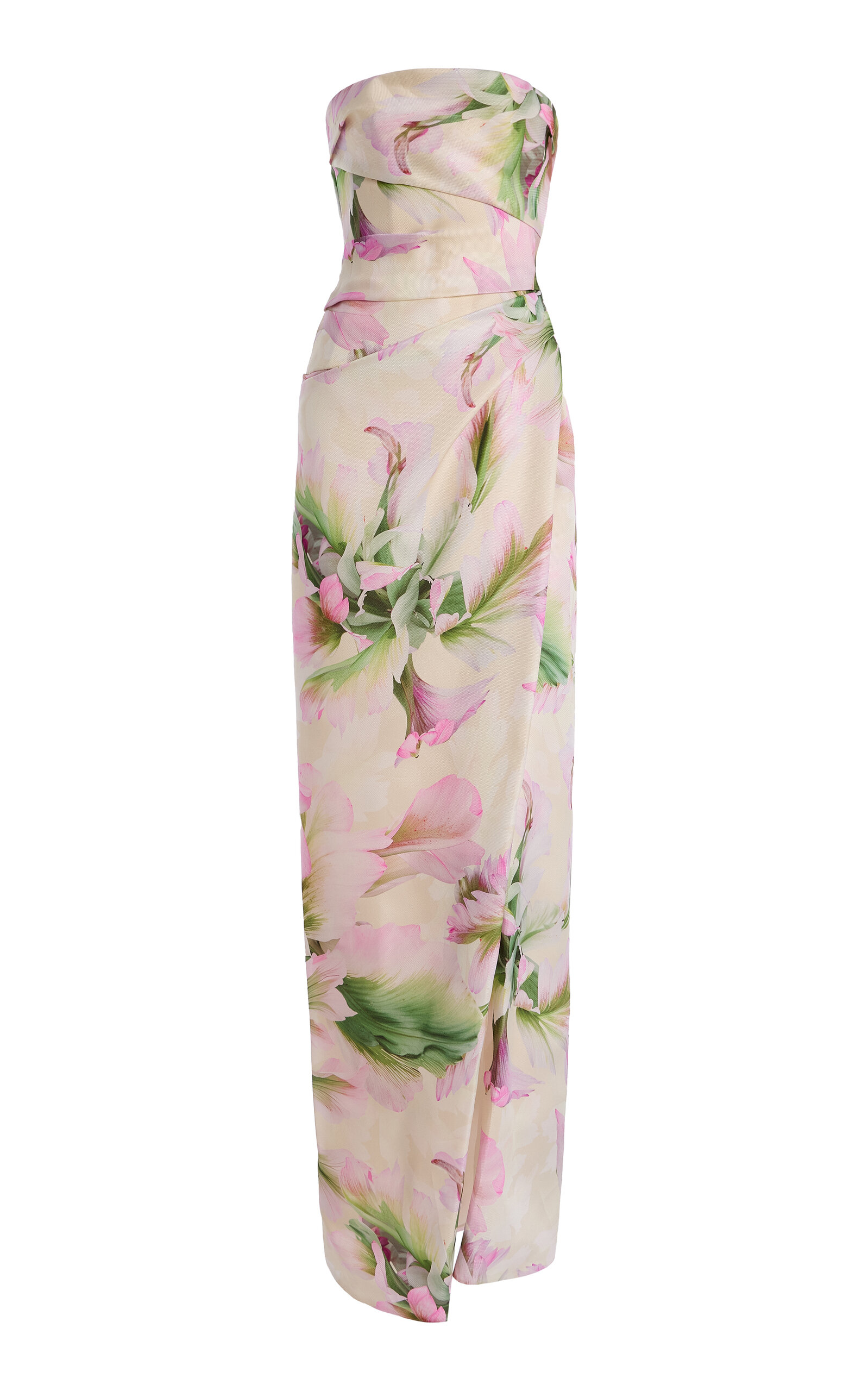 Monique Lhuillier Floral-Print Ruched Silk Gown - Women's Clothing