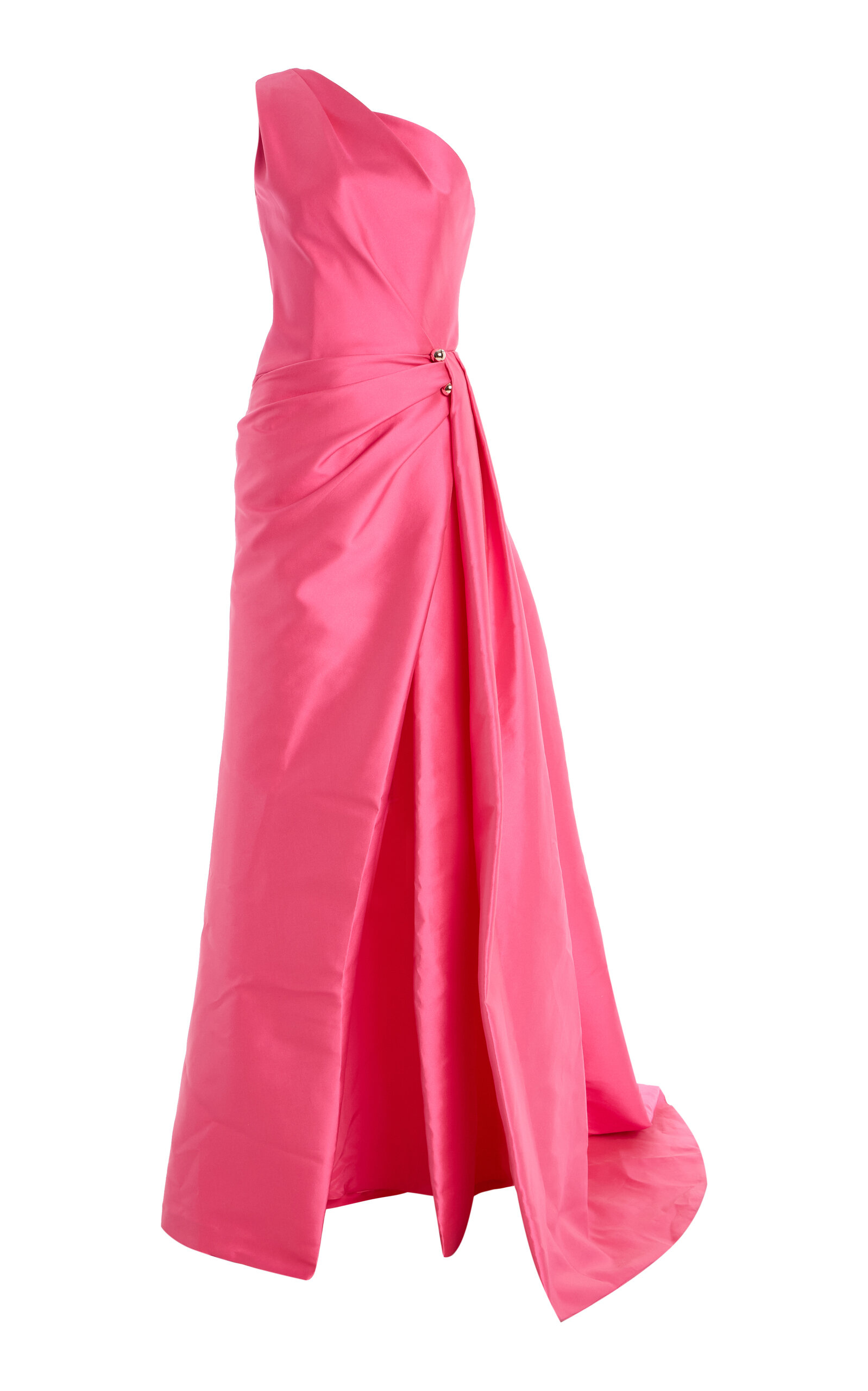 One Shoulder Draped Gown With Train