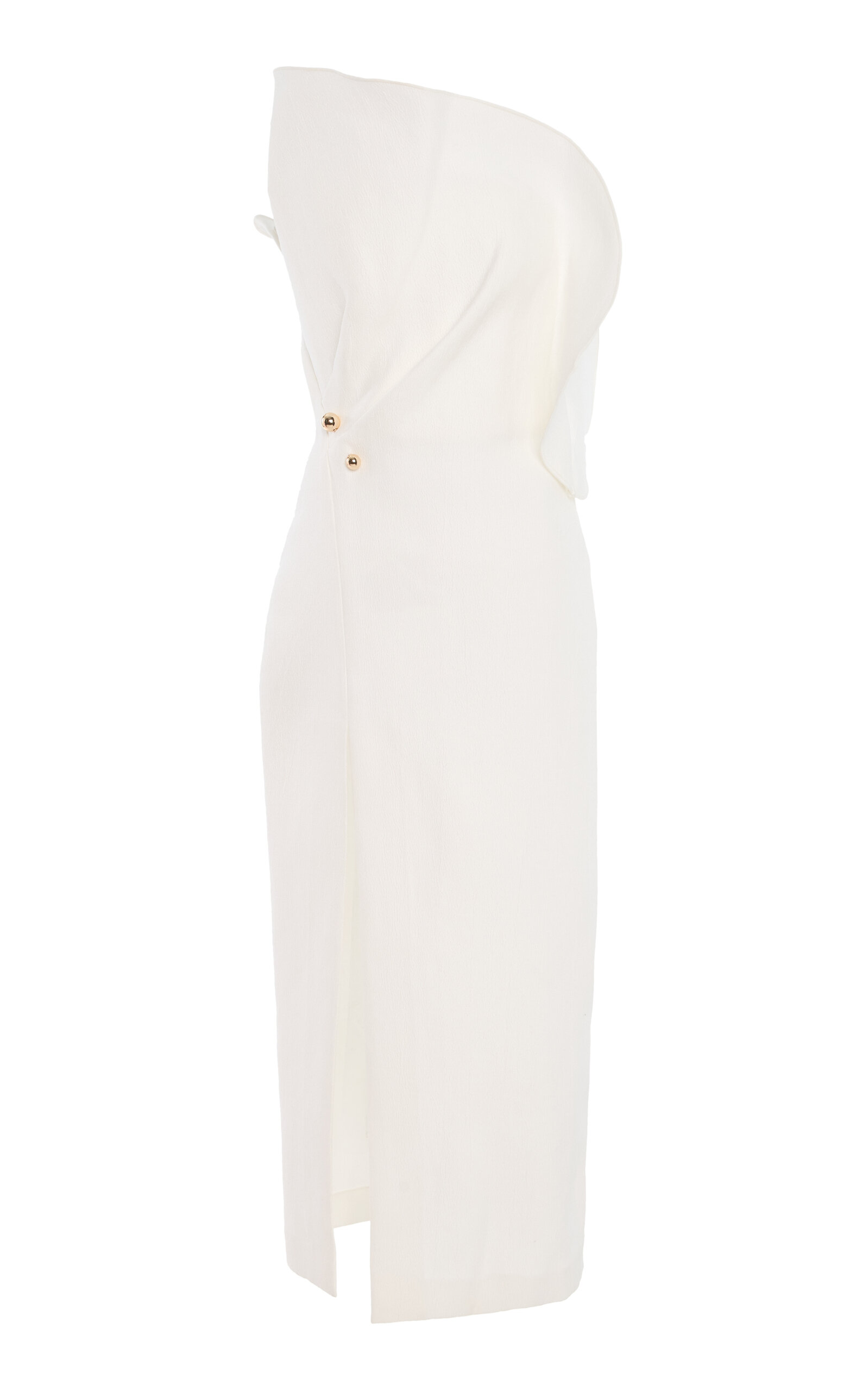 Sculpted Petal Neckline Cotton Blend Dress