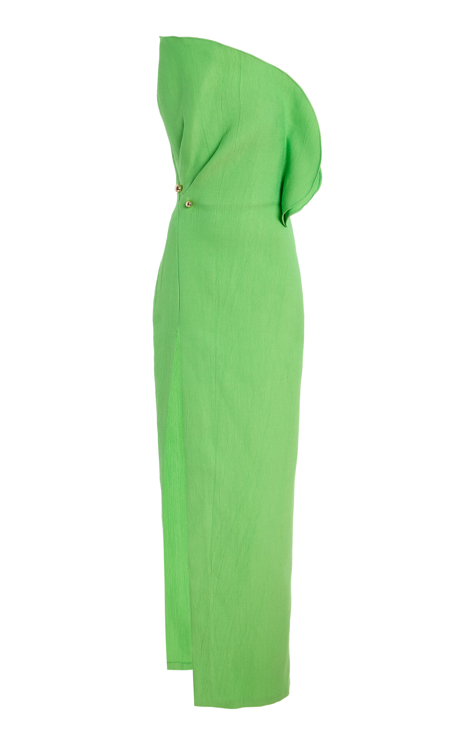 Sculpted Petal Neckline Cotton Blend Gown With Ball Piercing