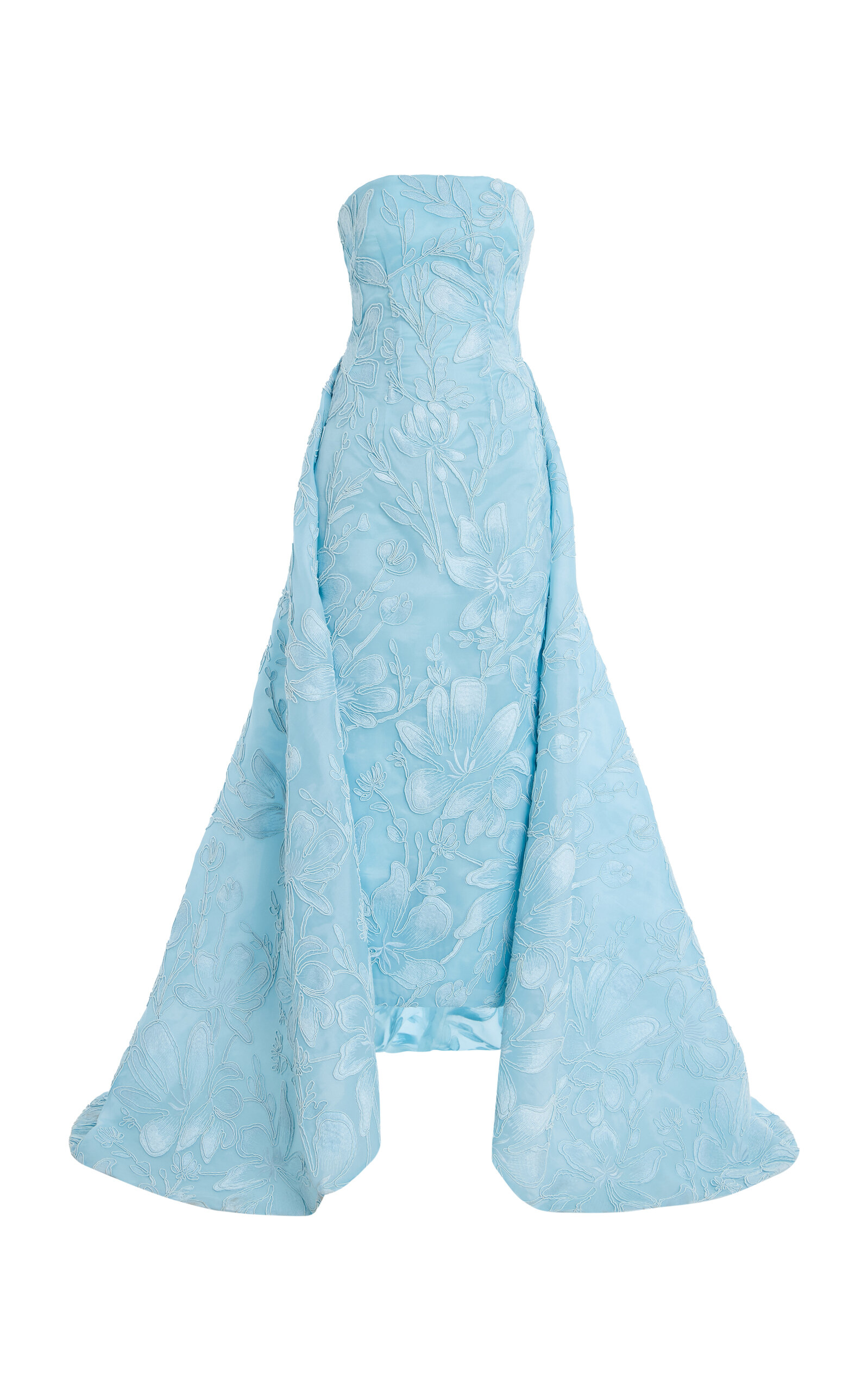 Strapless Tea Length Column Cotton Blend Gown With Train