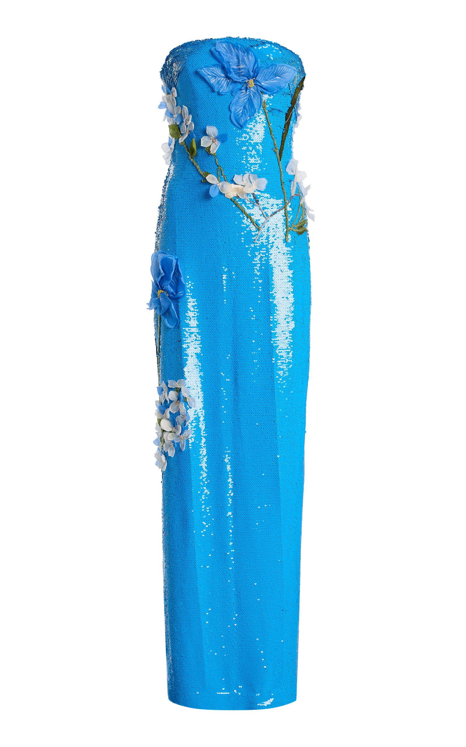 Strapless Embroidered Sequin Gown