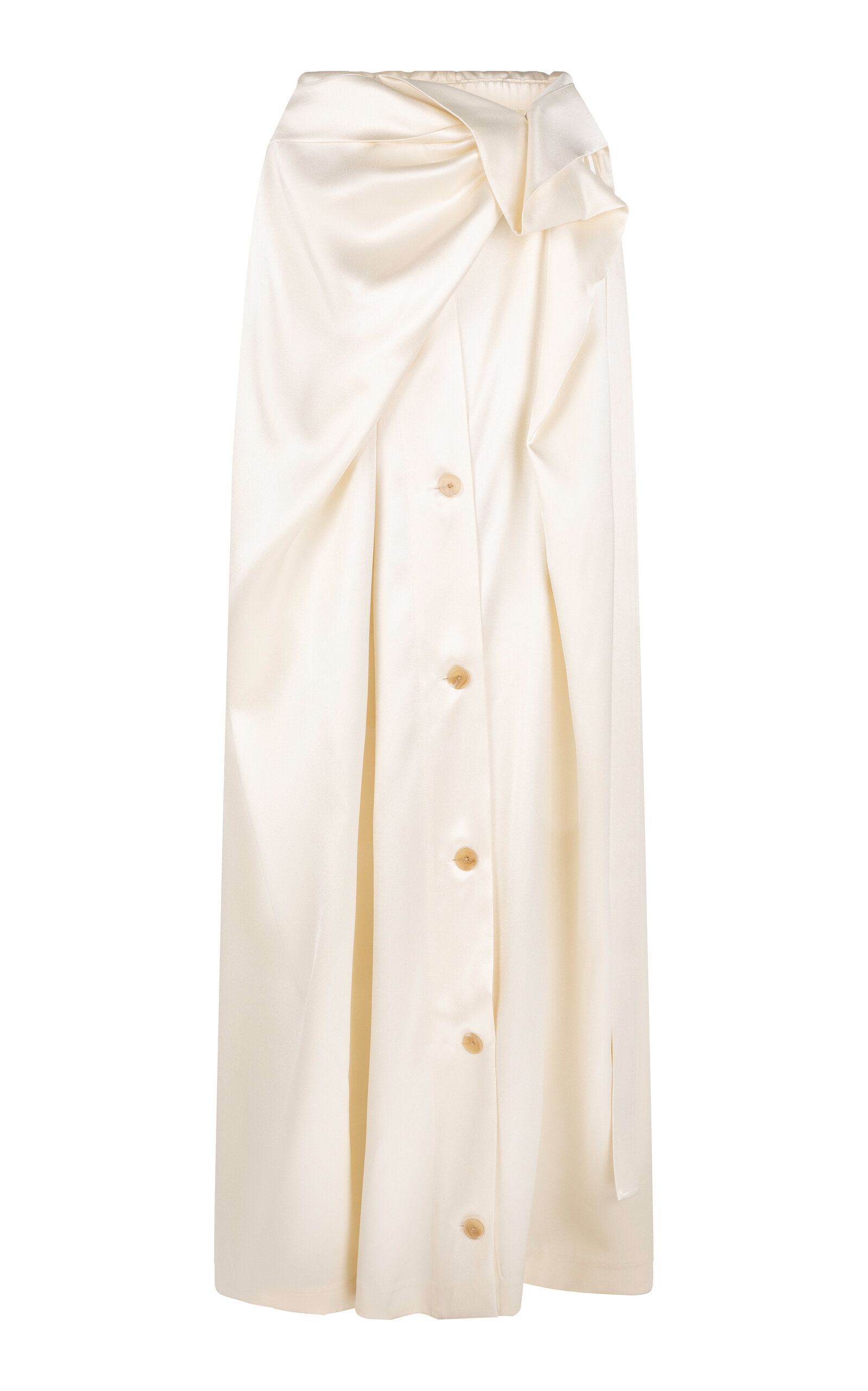 Heirlome Cordelia Gathered Silk Button-Detailed Skirt