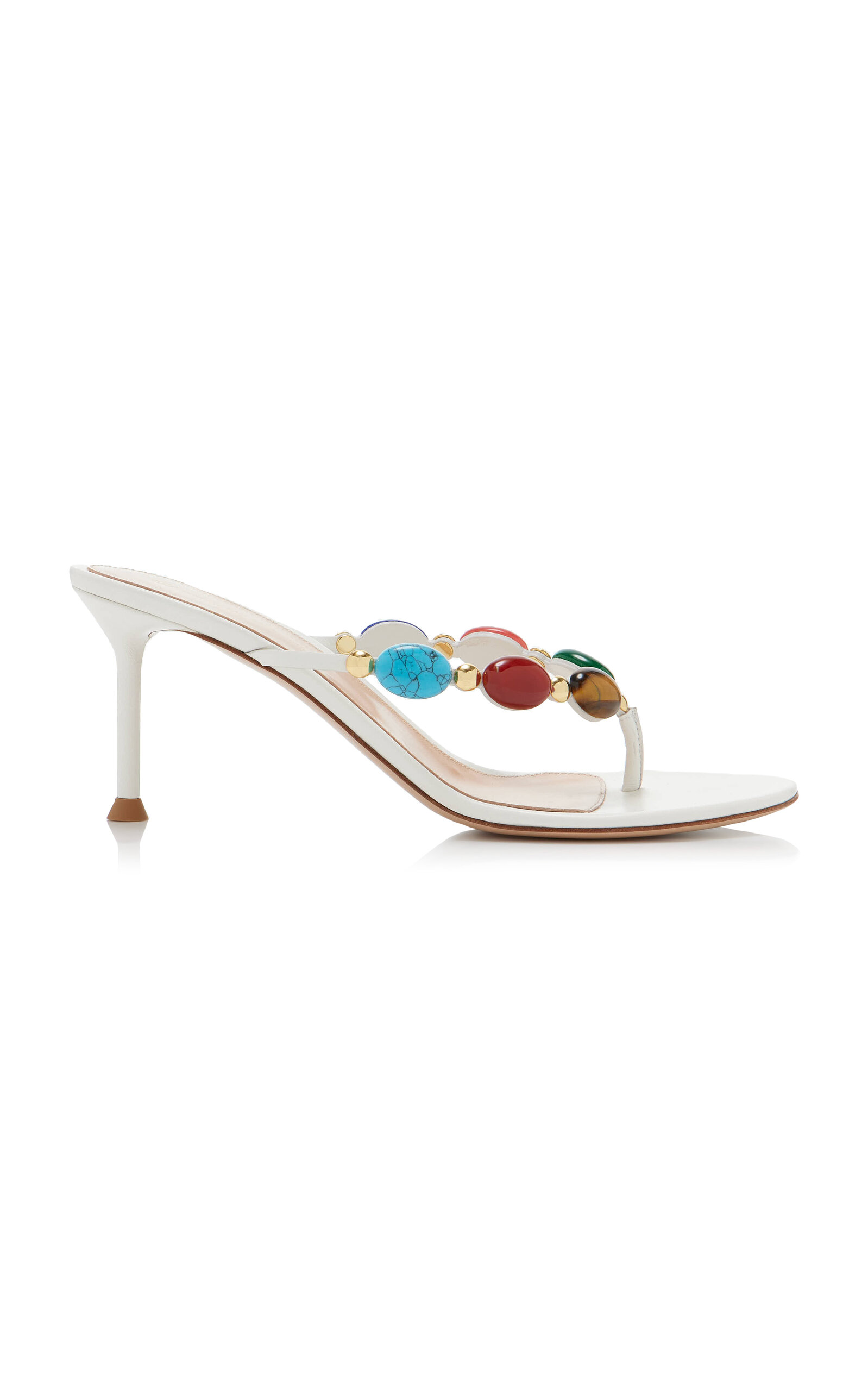 Gianvito Rossi Exclusive La Isla Shanti Stone-Embellished Leather Sandals