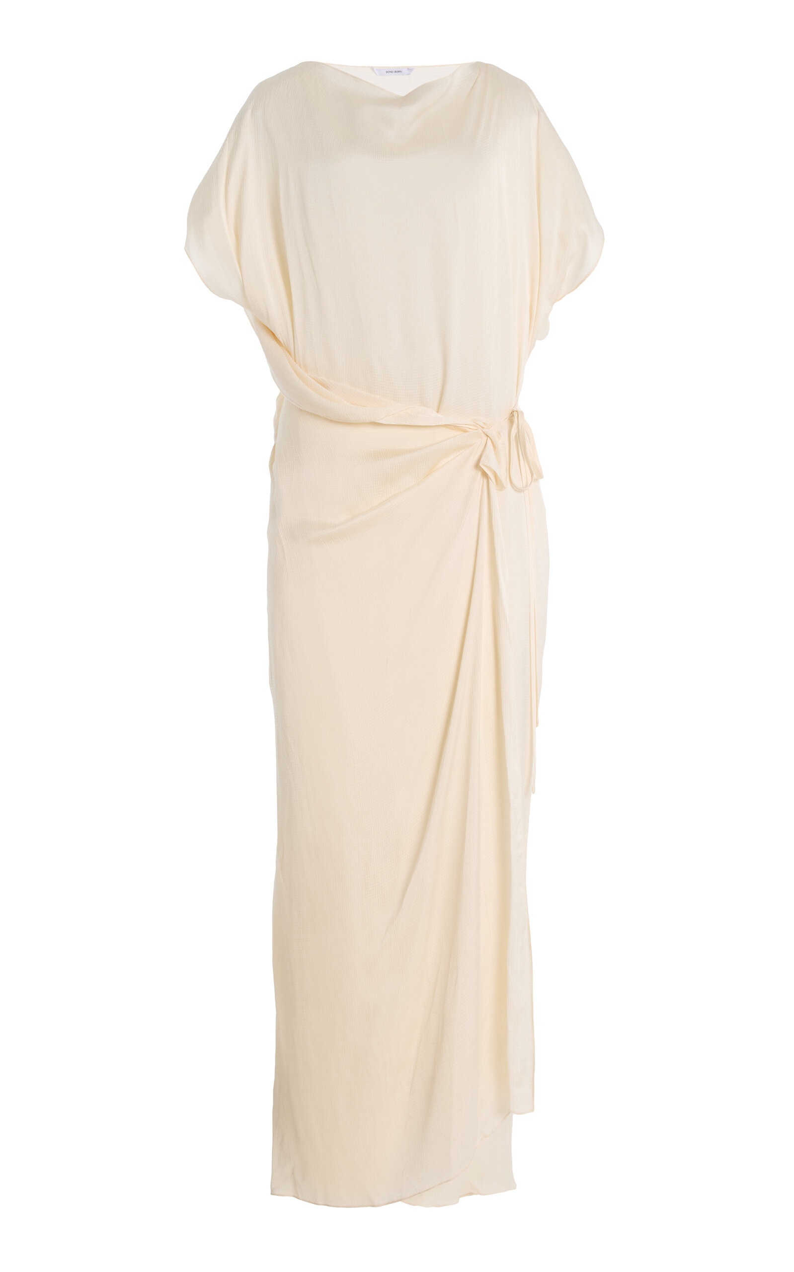 BONDI BORN Ardea Hammered Satin Maxi Wrap Dress