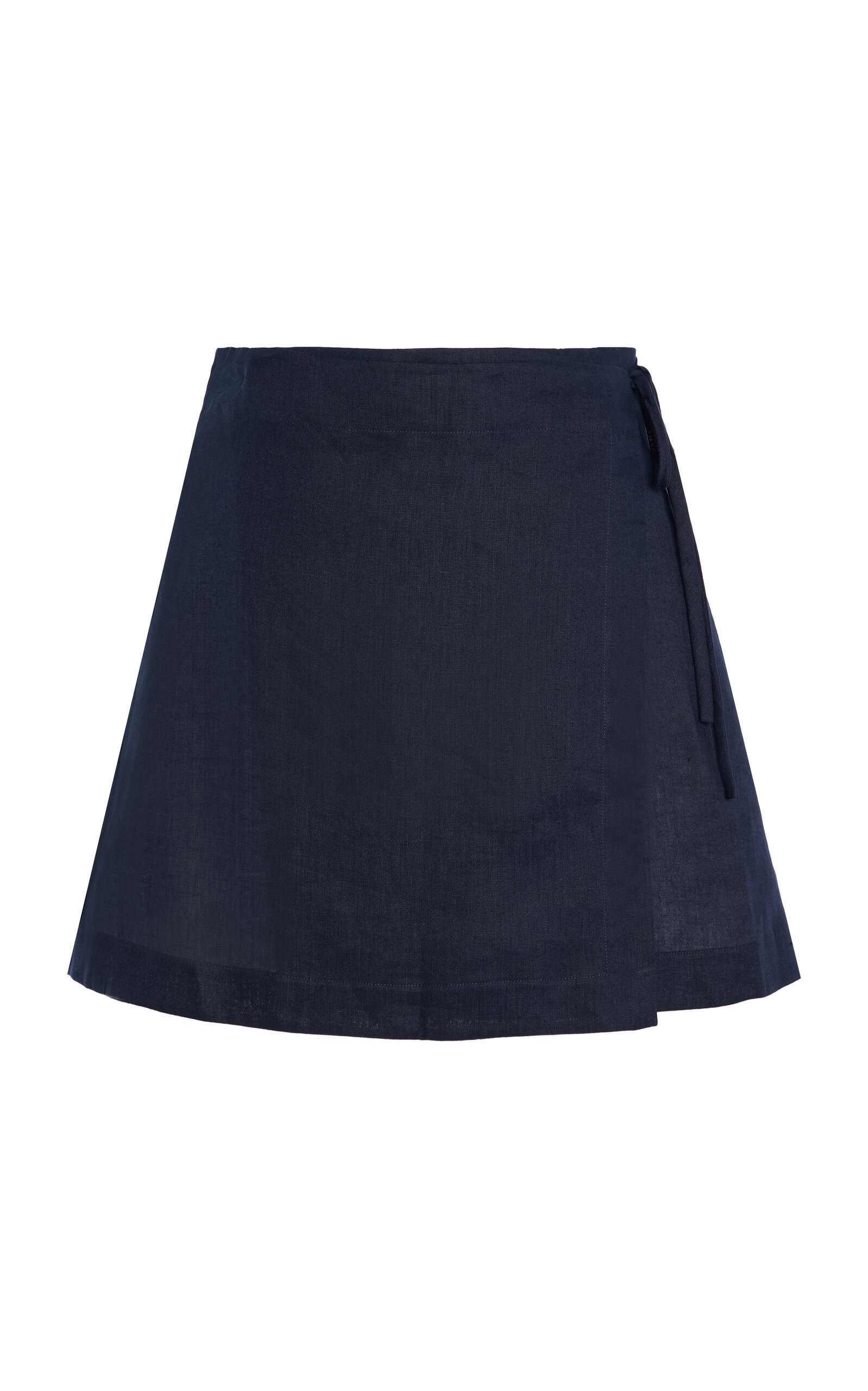 Bondi Born Leiden Linen Wrap Mini Skirt In Blue