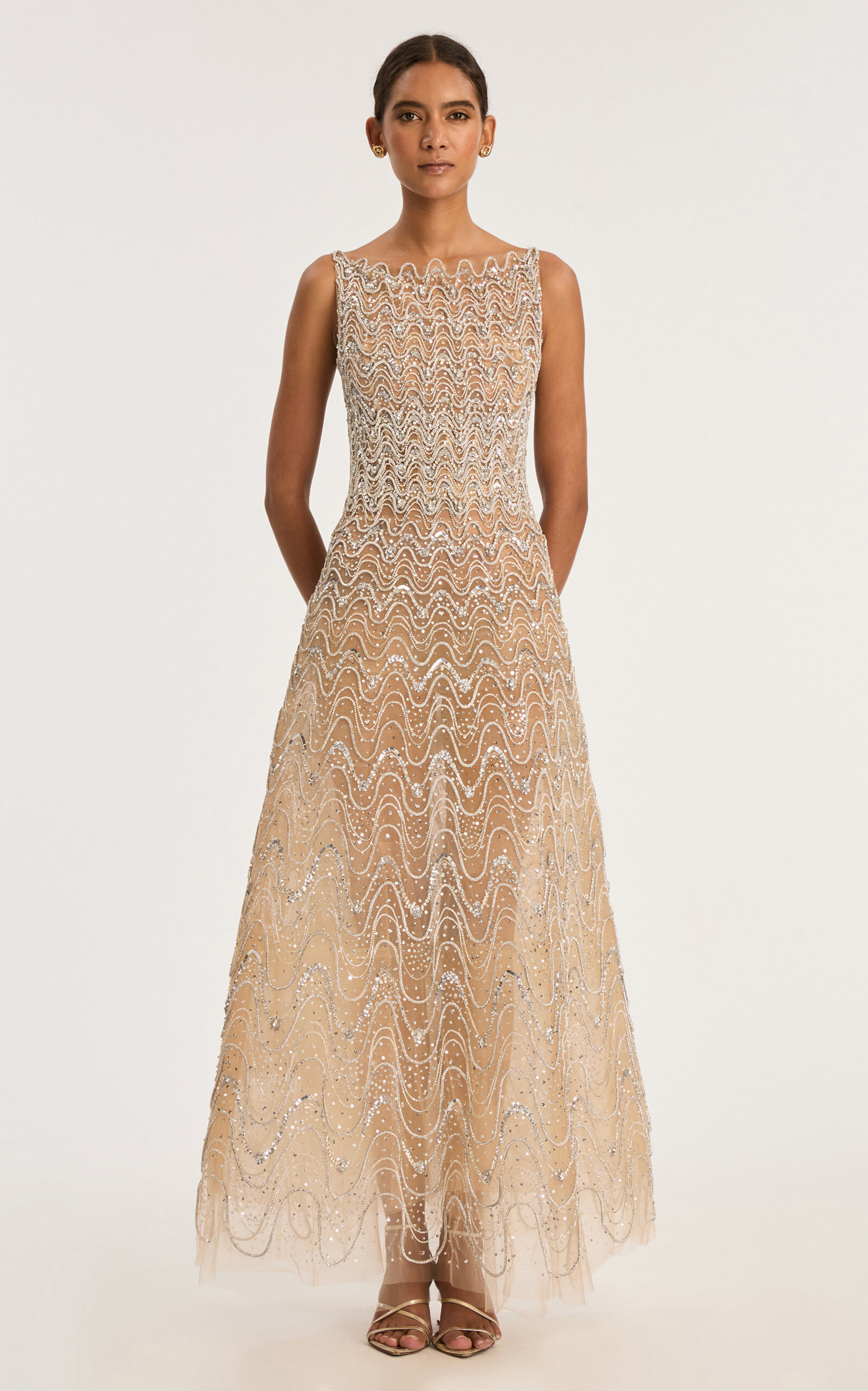 Oscar de la Renta Embellished Tulle Gown