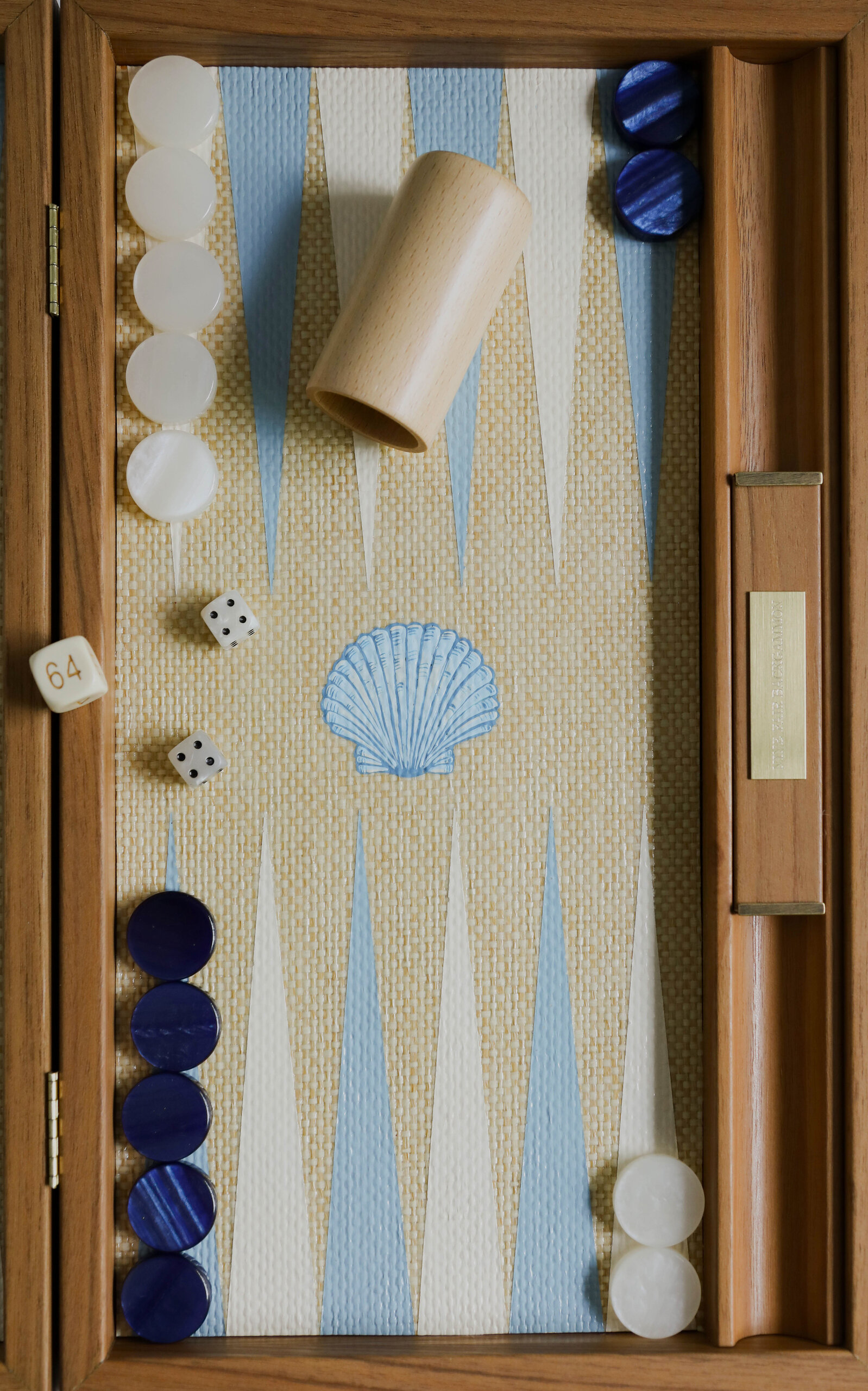 Nine Fair Design Pale Blue Scallop Backgammon Set - Multi