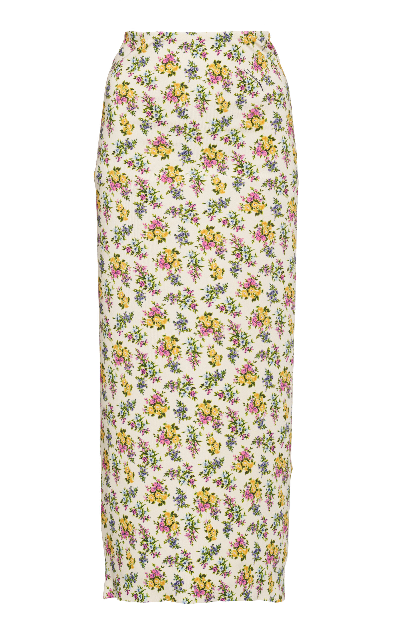 Floral-Print Knitted Midi Skirt