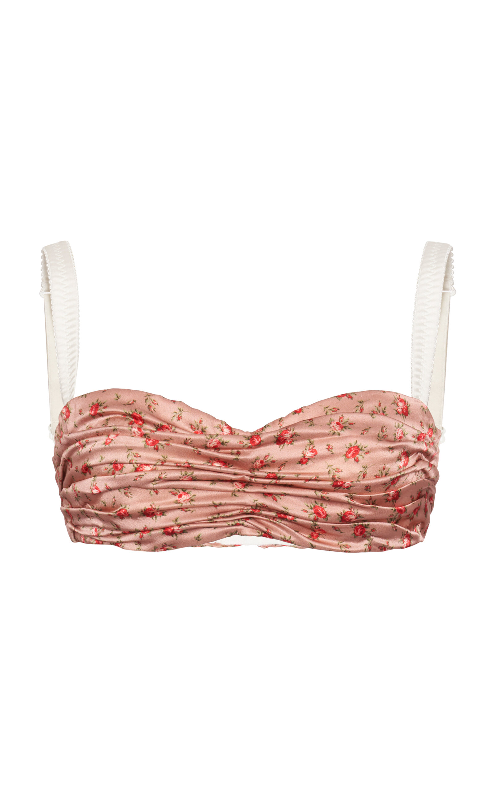 Dolce & Gabbana Rose-Print Silk-Blend Bralette