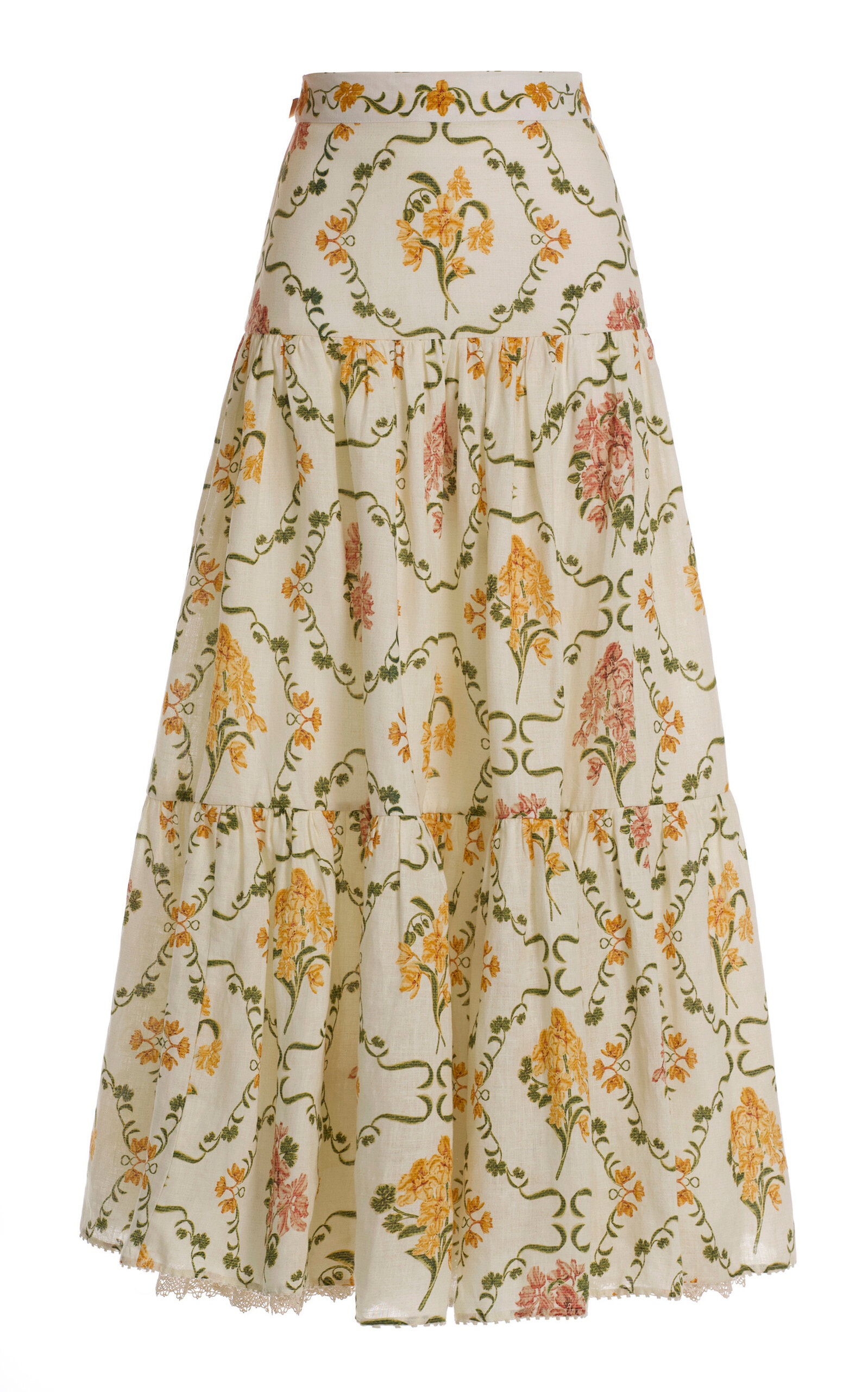 Agua by Agua Bendita Anis Floral Linen Maxi Skirt