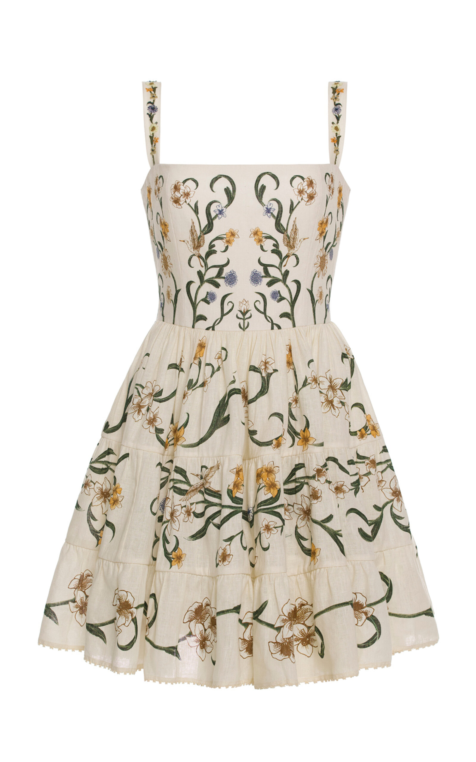 Agua by Agua Bendita Lima Linen Patterned Mini Dress