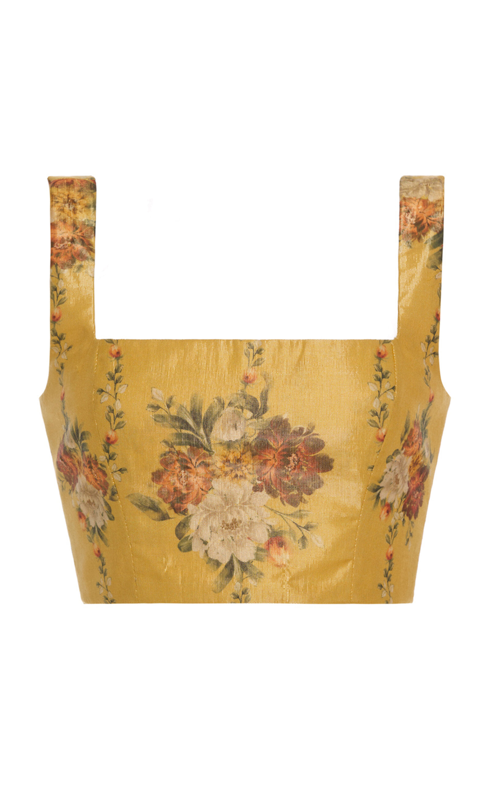 Agua by Agua Bendita Amanda Floral Taffeta Cropped Top