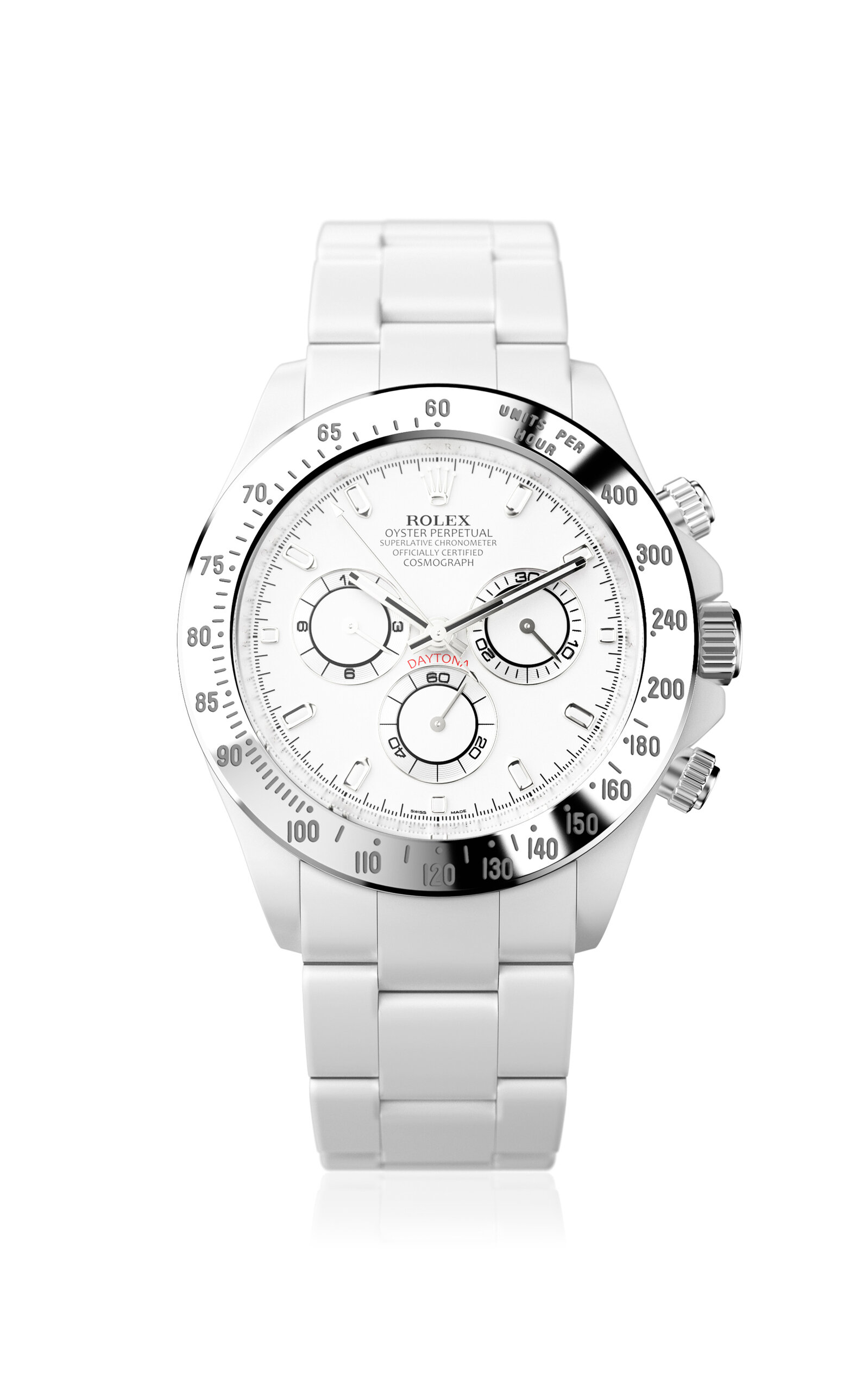 Private Label London Rolex Daytona Stainless Steel Watch In White