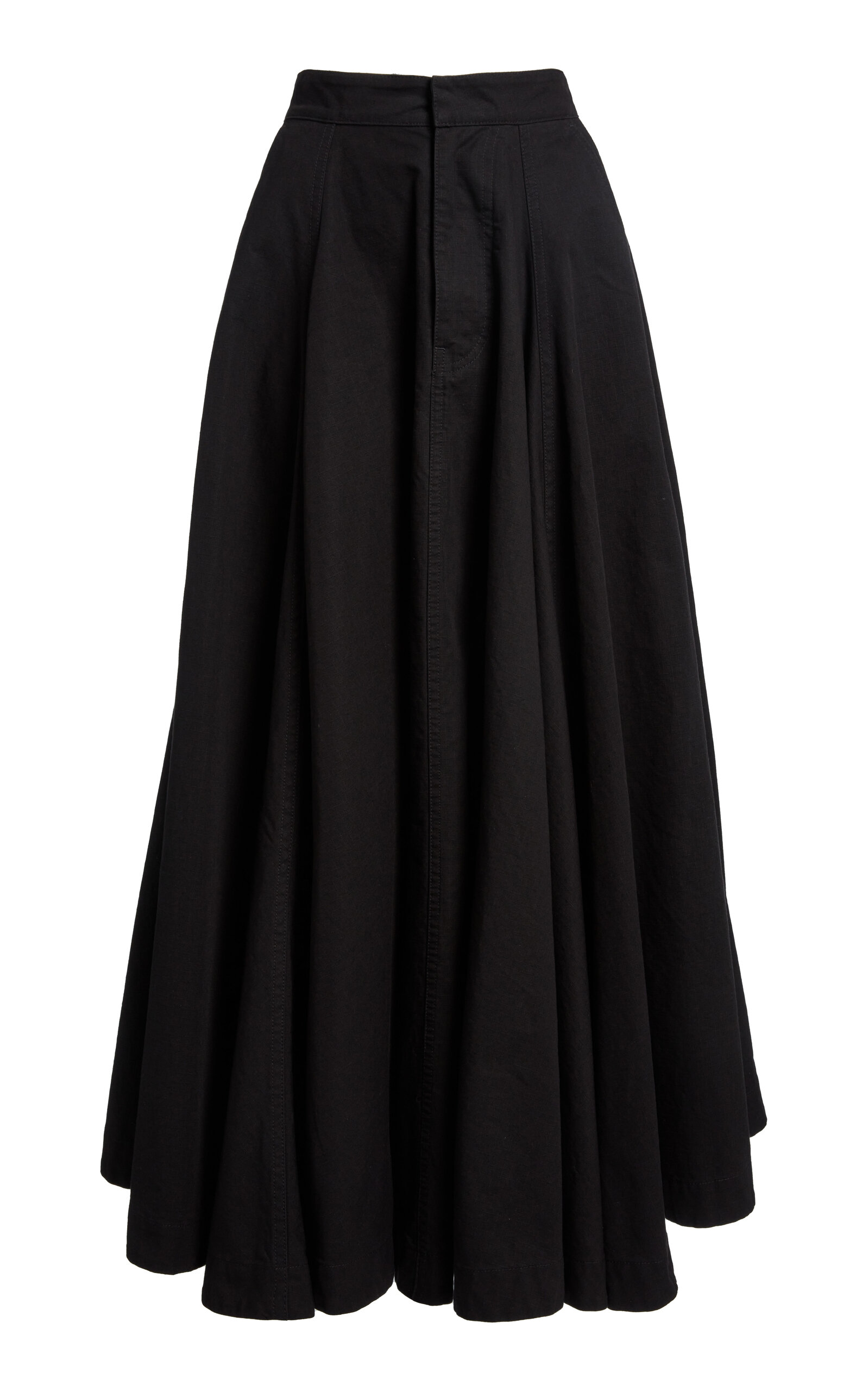 Balenciaga Godet Cotton Maxi Skirt In Black