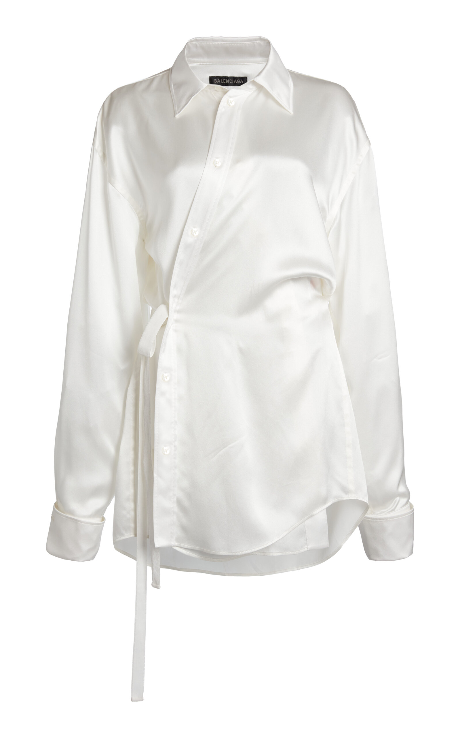 Balenciaga Silk-satin Wrap Shirt In White