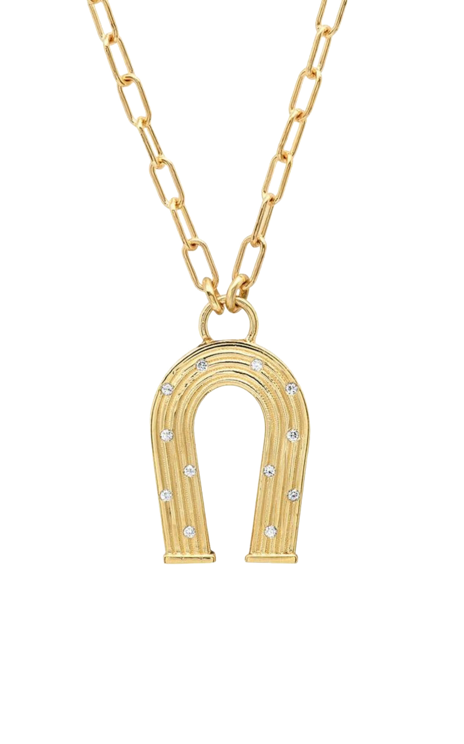 Mini Reeded Manifest 14K Yellow Gold Necklace